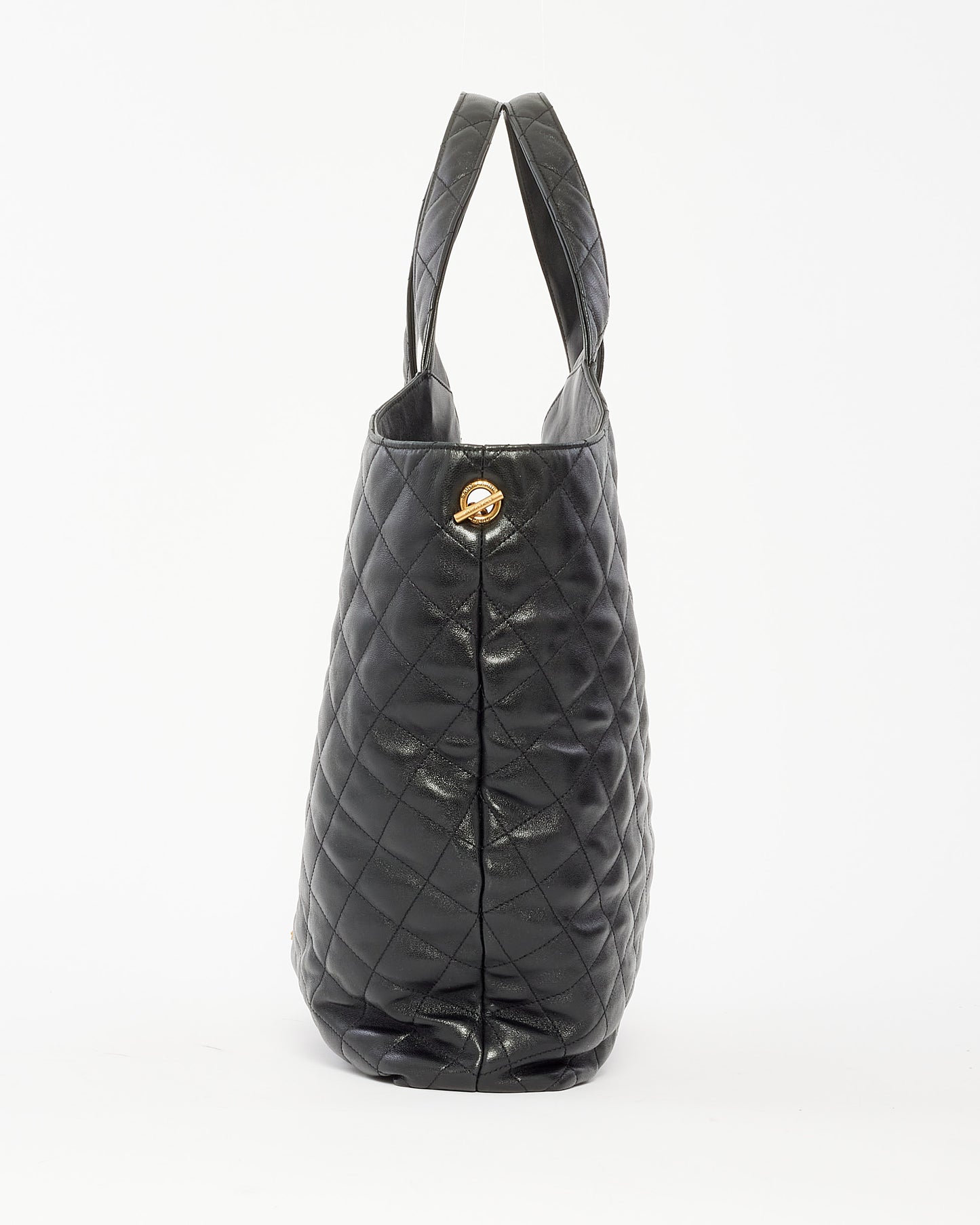 Saint Laurent Black Quilted Leather ICare Maxi Shopping Bag Tote