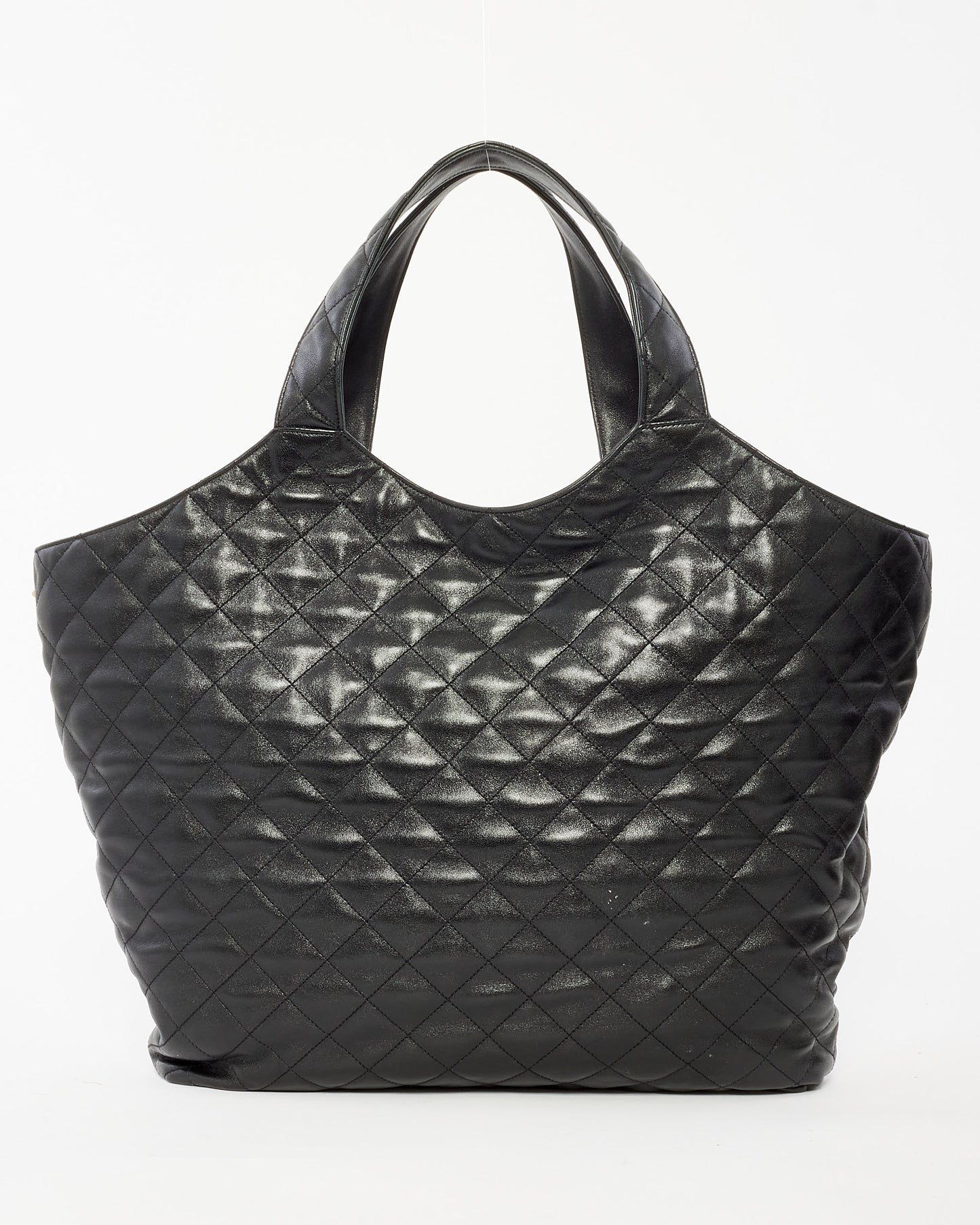 Saint Laurent Black Quilted Leather ICare Maxi Shopping Bag Tote