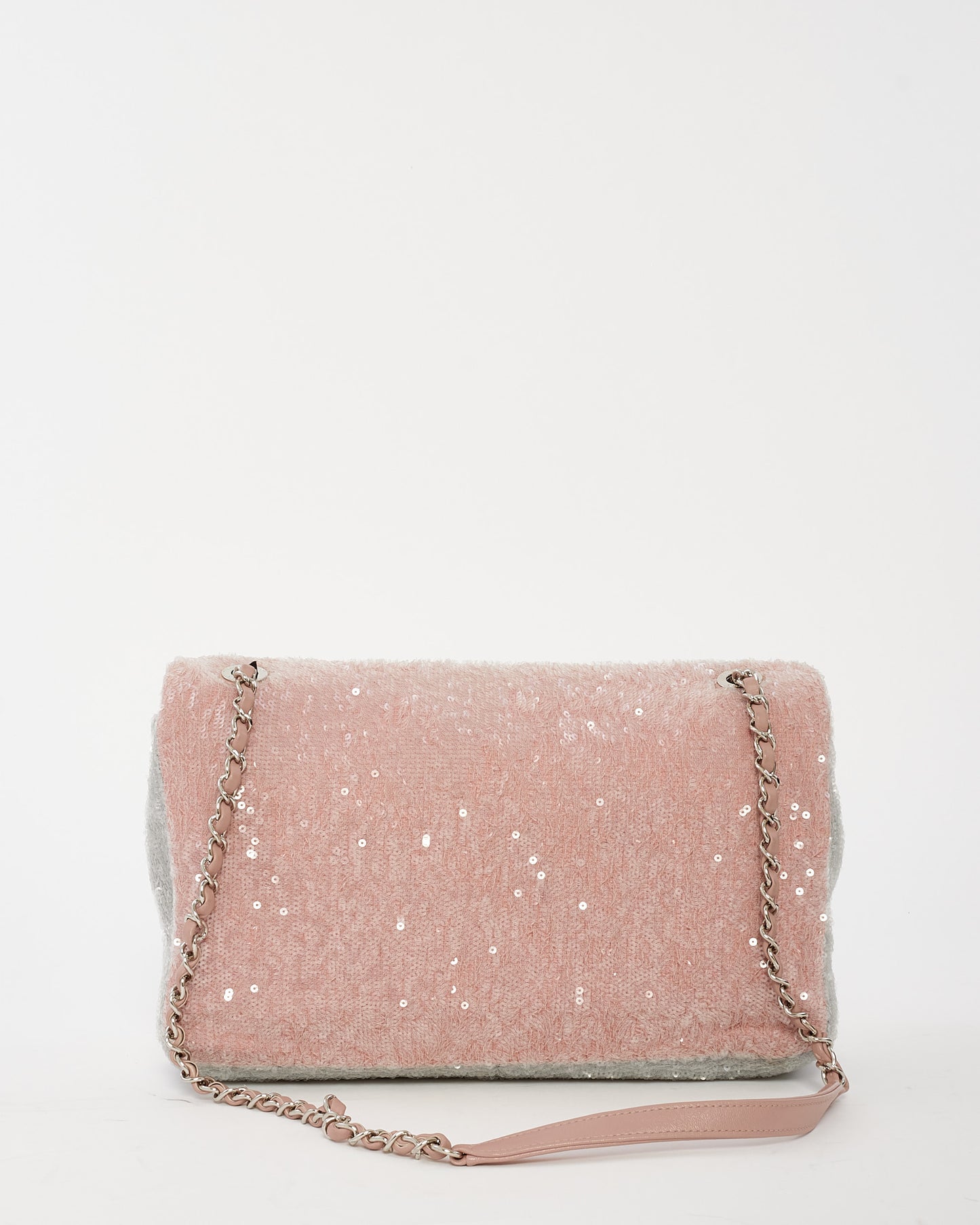 Chanel Pink Blue Yellow Sequin Waterfall Jumbo Flap Bag