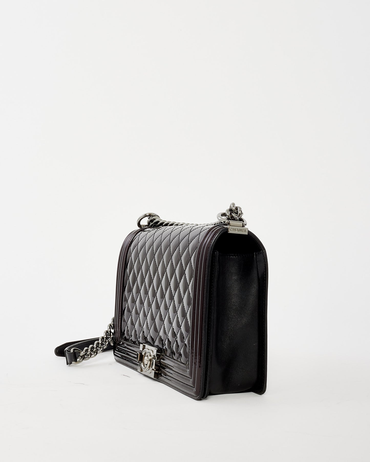 Chanel Purple Iridescent Patent Leather Medium Boy Bag