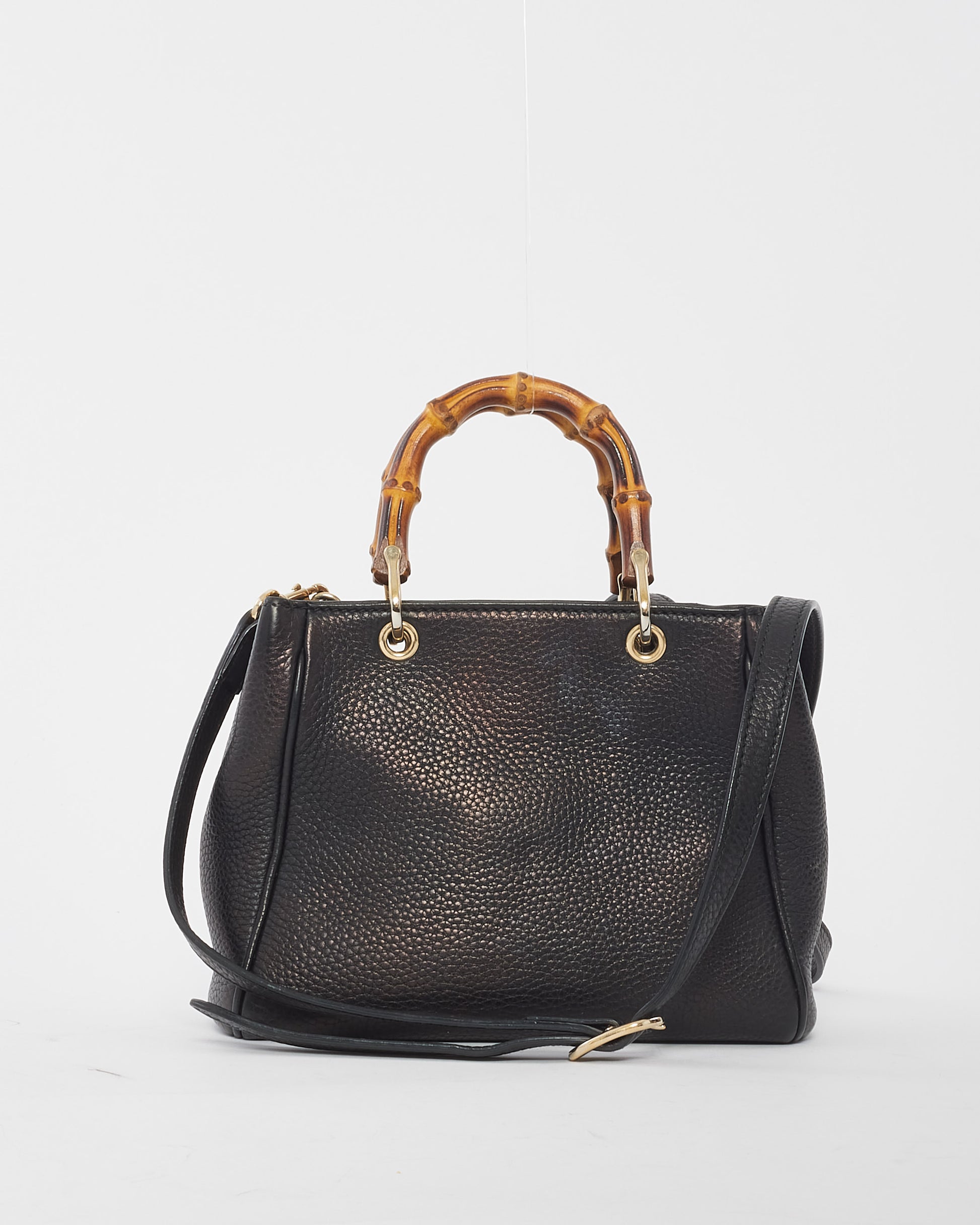 Explore a Gucci Black Leather Bamboo Handle Mini Top Handle Bag