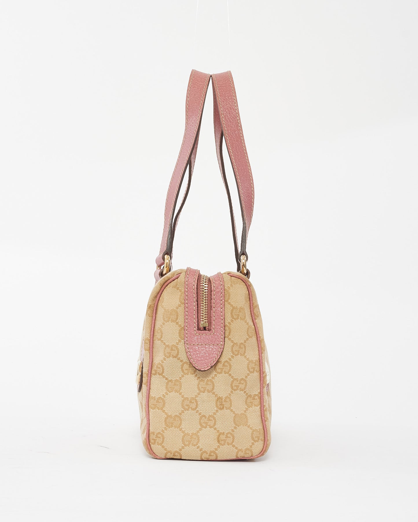 Gucci GG Canvas & Pink Small Charmy Boston Shoulder Bag