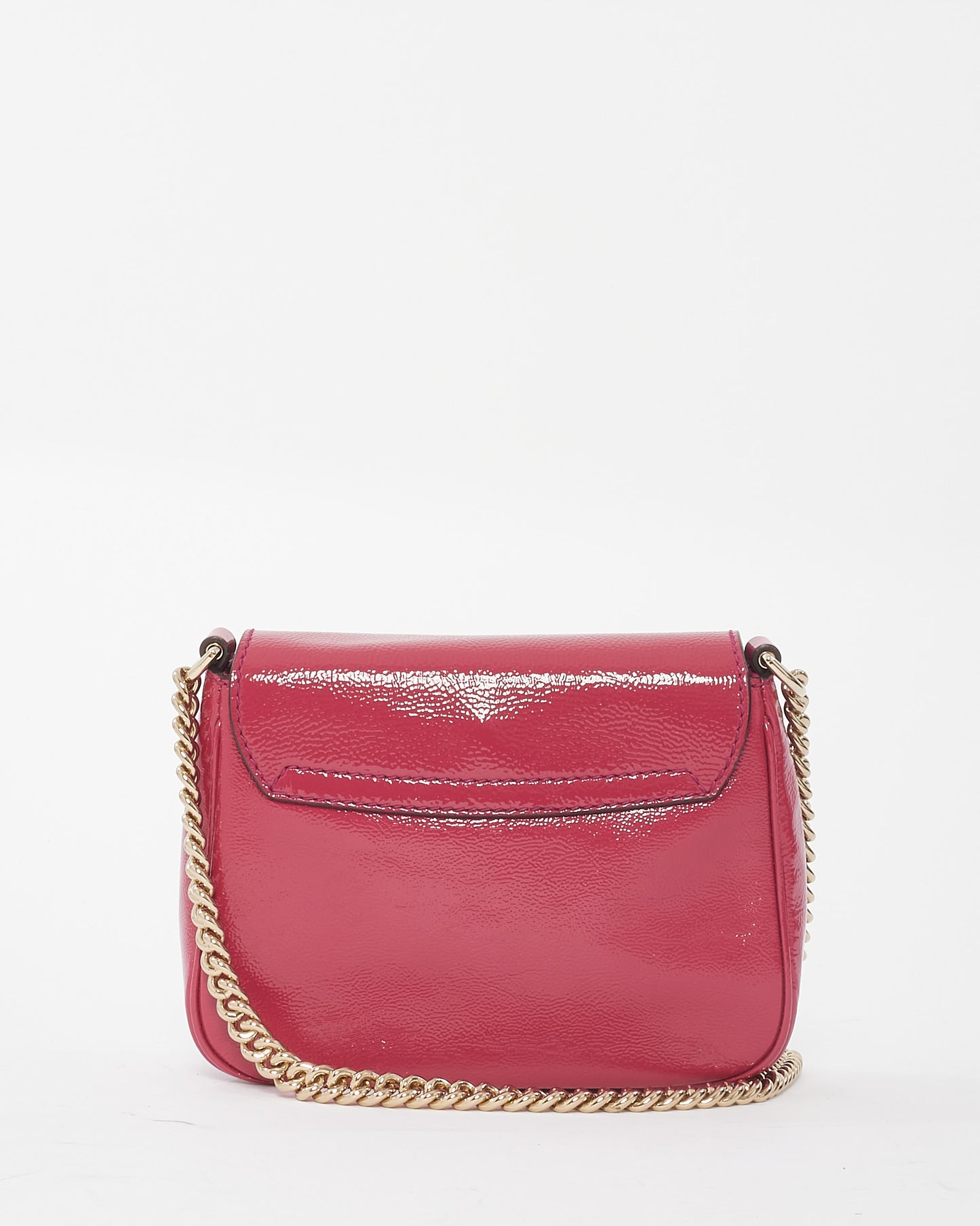 Petit sac à bandoulière à rabat avec chaîne Soho verni framboise Gucci