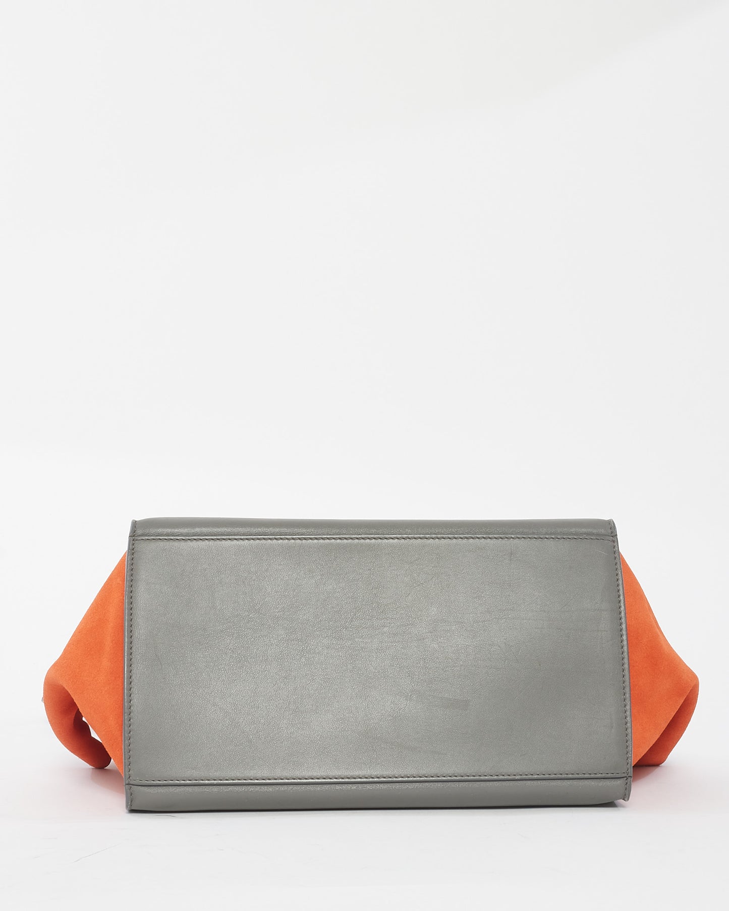 Celine Grey Orange Black Leather & Suede Trapeze Bag