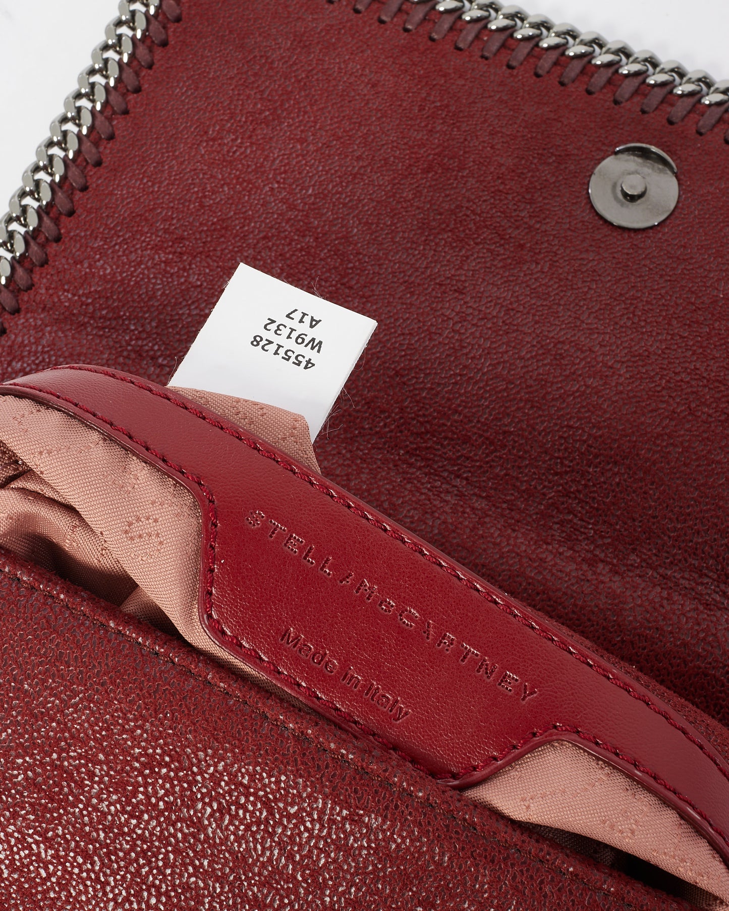 Stella McCartney Sac porté épaule en daim bordeaux Shaggy Deer avec chaîne à rabat