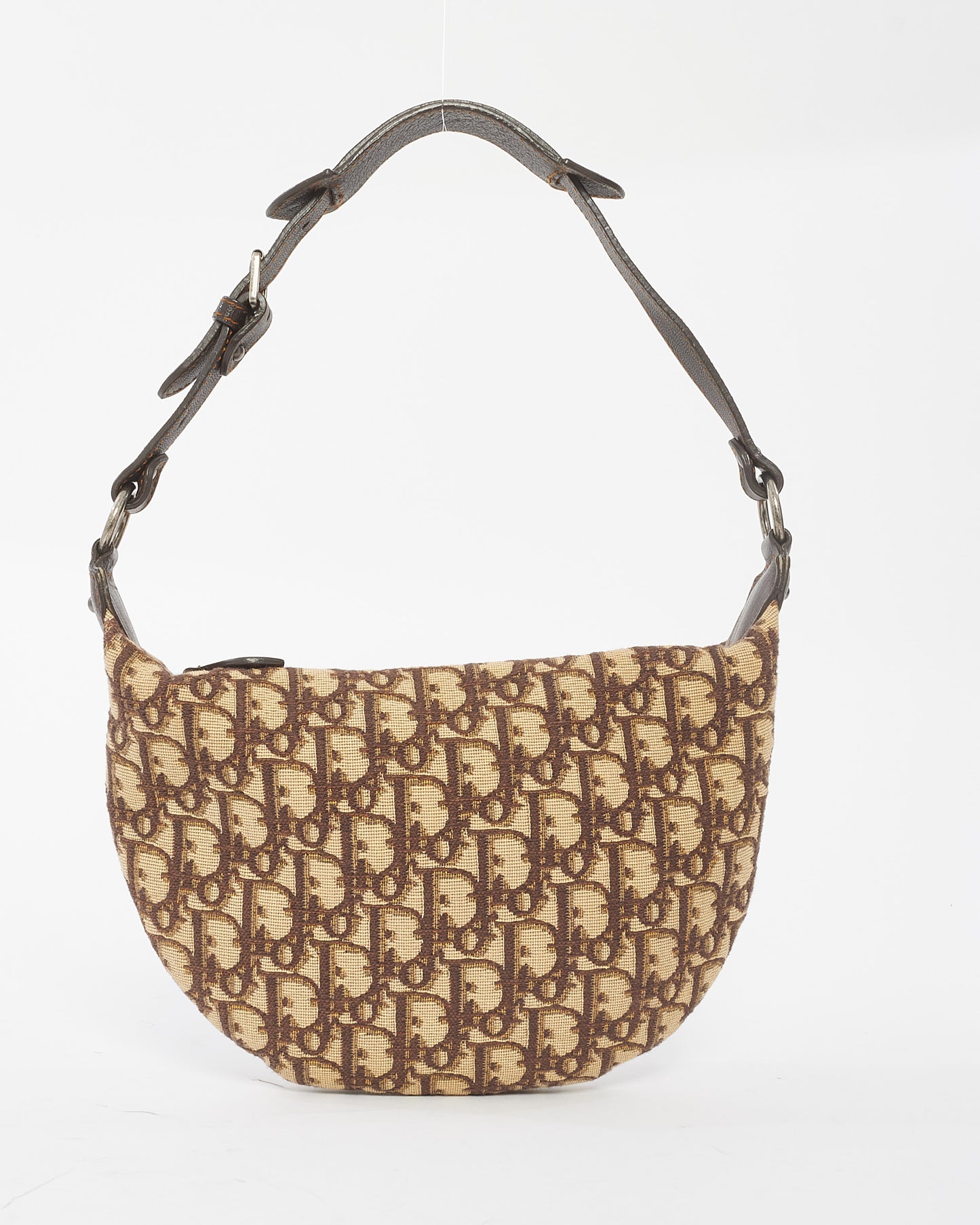 Dior Brown Monogram Oblique Canvas Buckle Hobo Bag