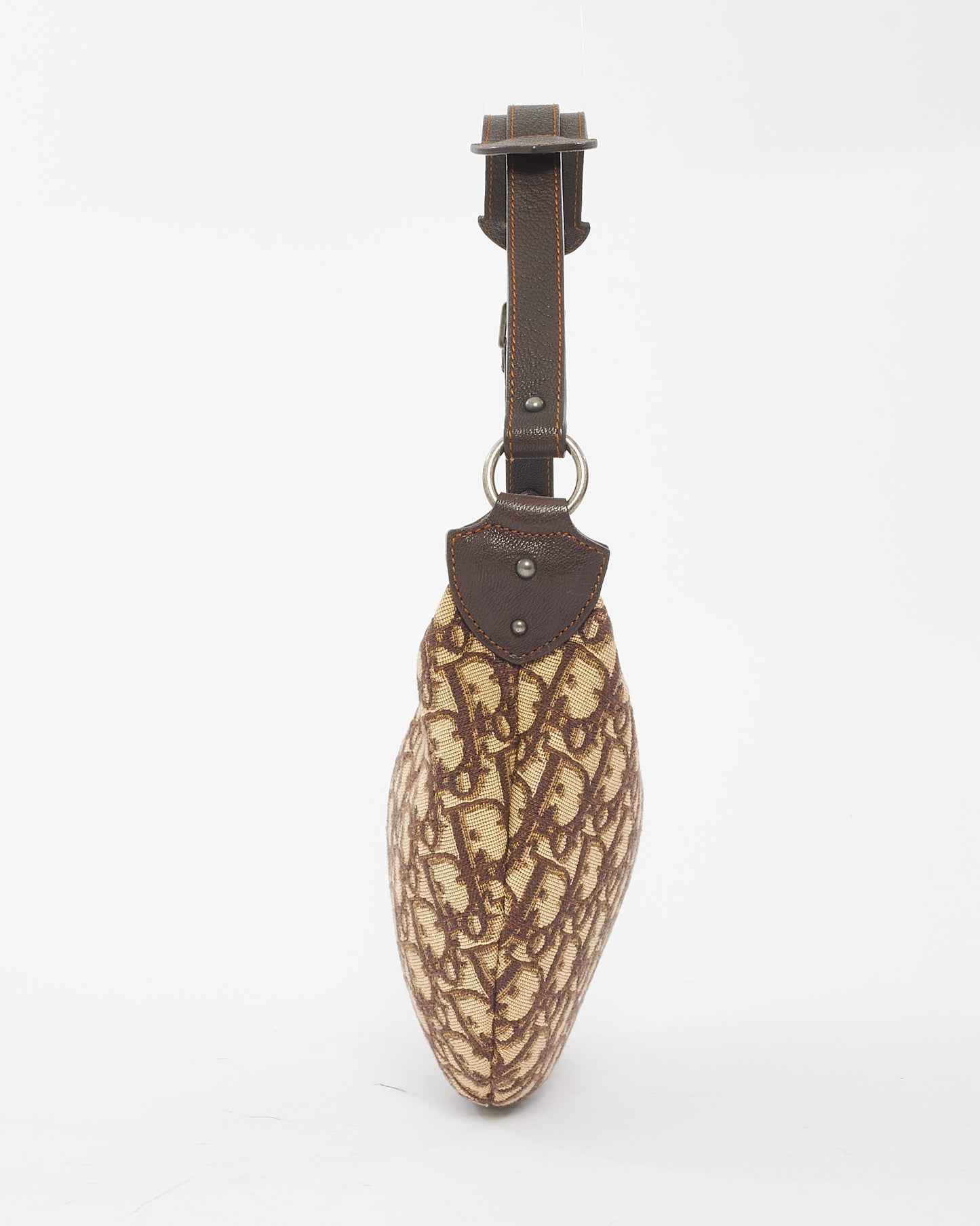 Dior Brown Monogram Oblique Canvas Buckle Hobo Bag