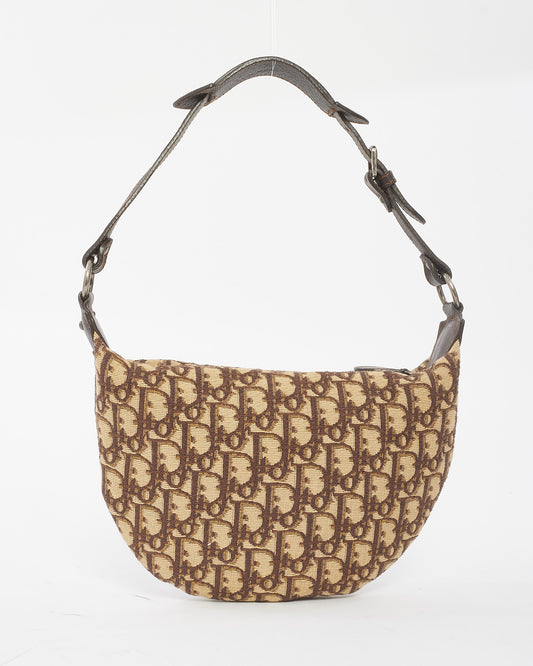 Dior Brown Monogram Oblique Canvas Buckle Hobo Bag