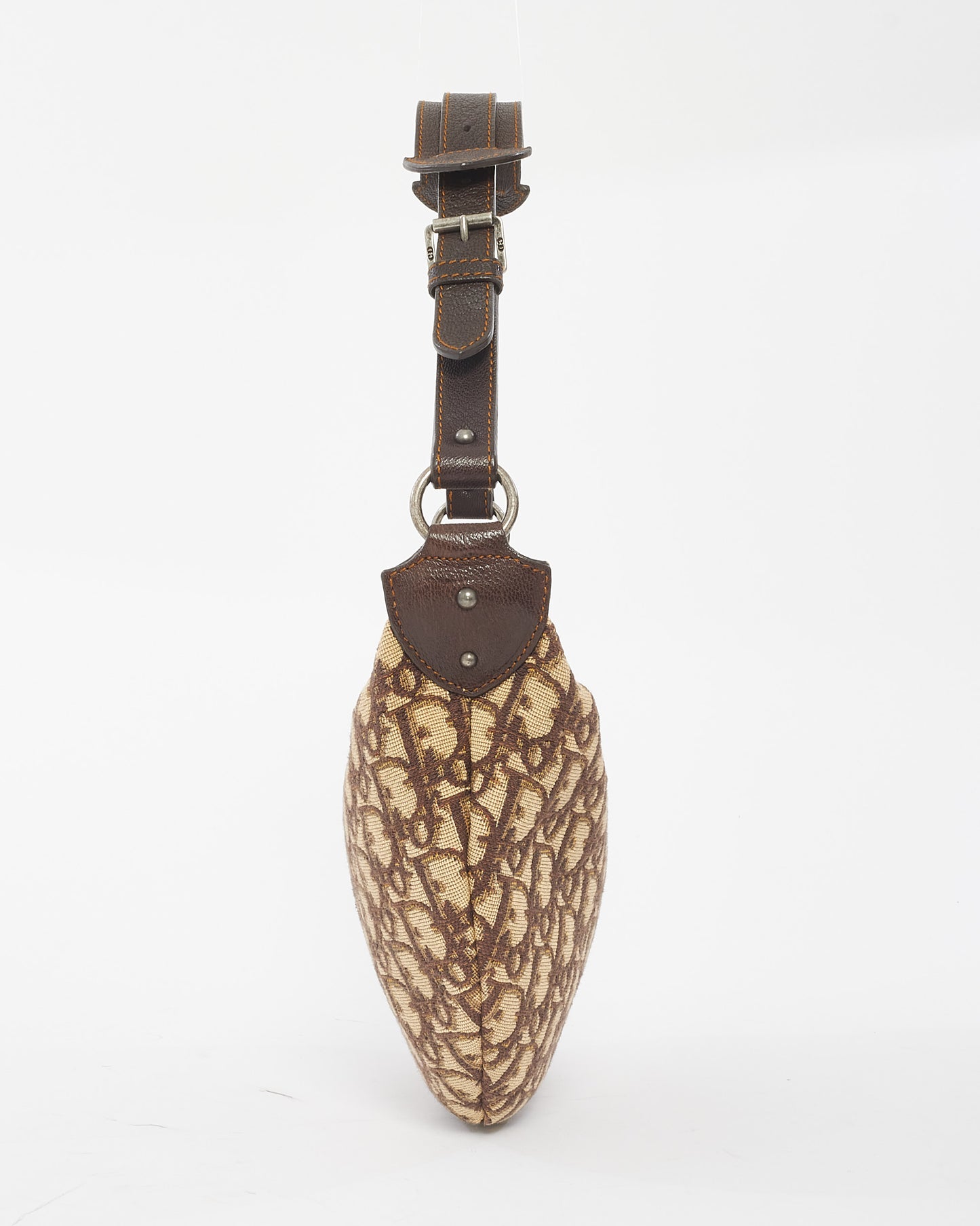 Dior Brown Monogram Oblique Canvas Buckle Hobo Bag