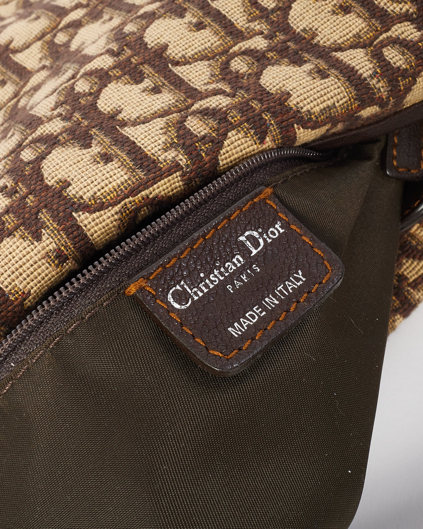 Dior Brown Monogram Oblique Canvas Buckle Hobo Bag