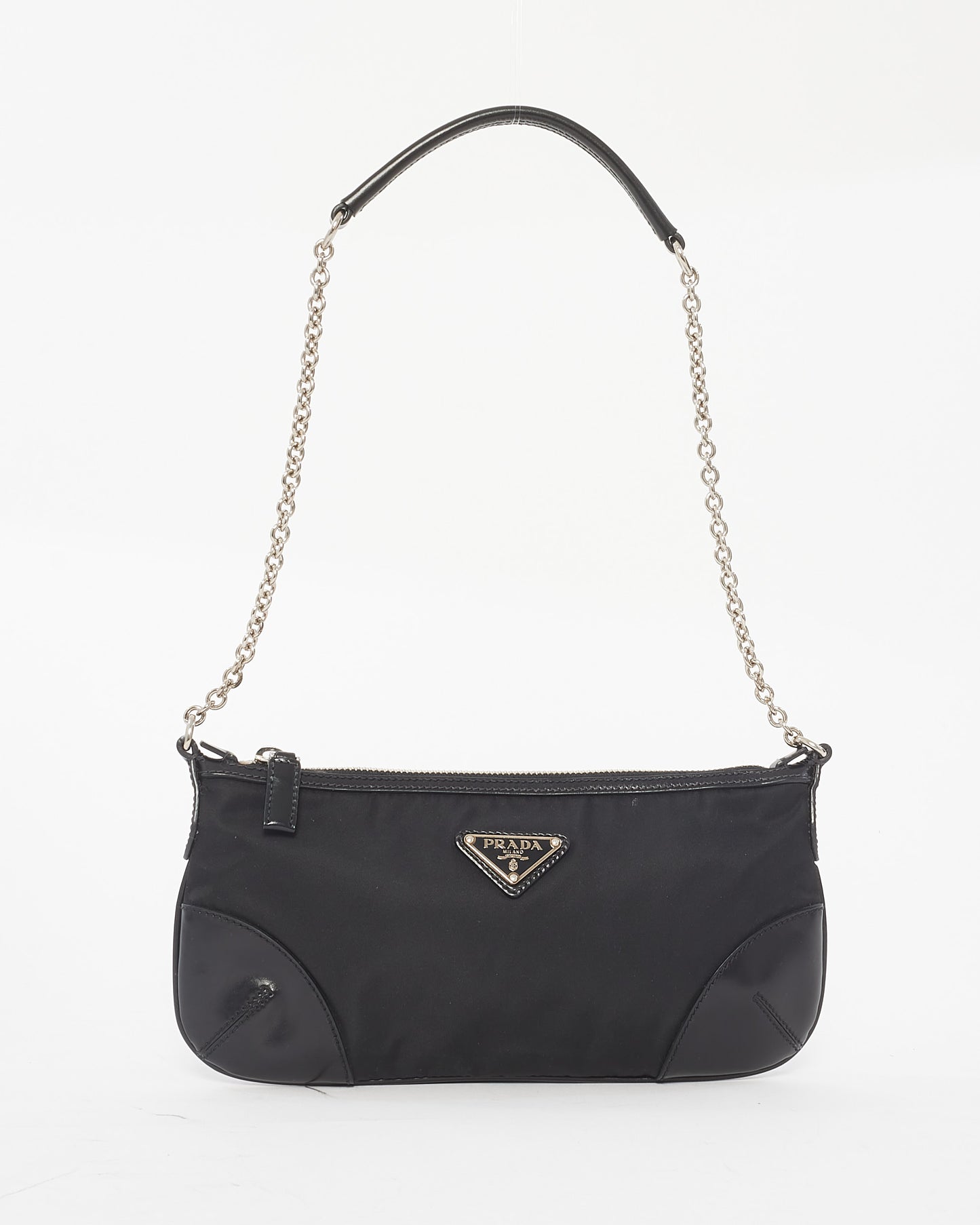 Prada Black Nylon & Leather Chain Mini Shoulder Bag