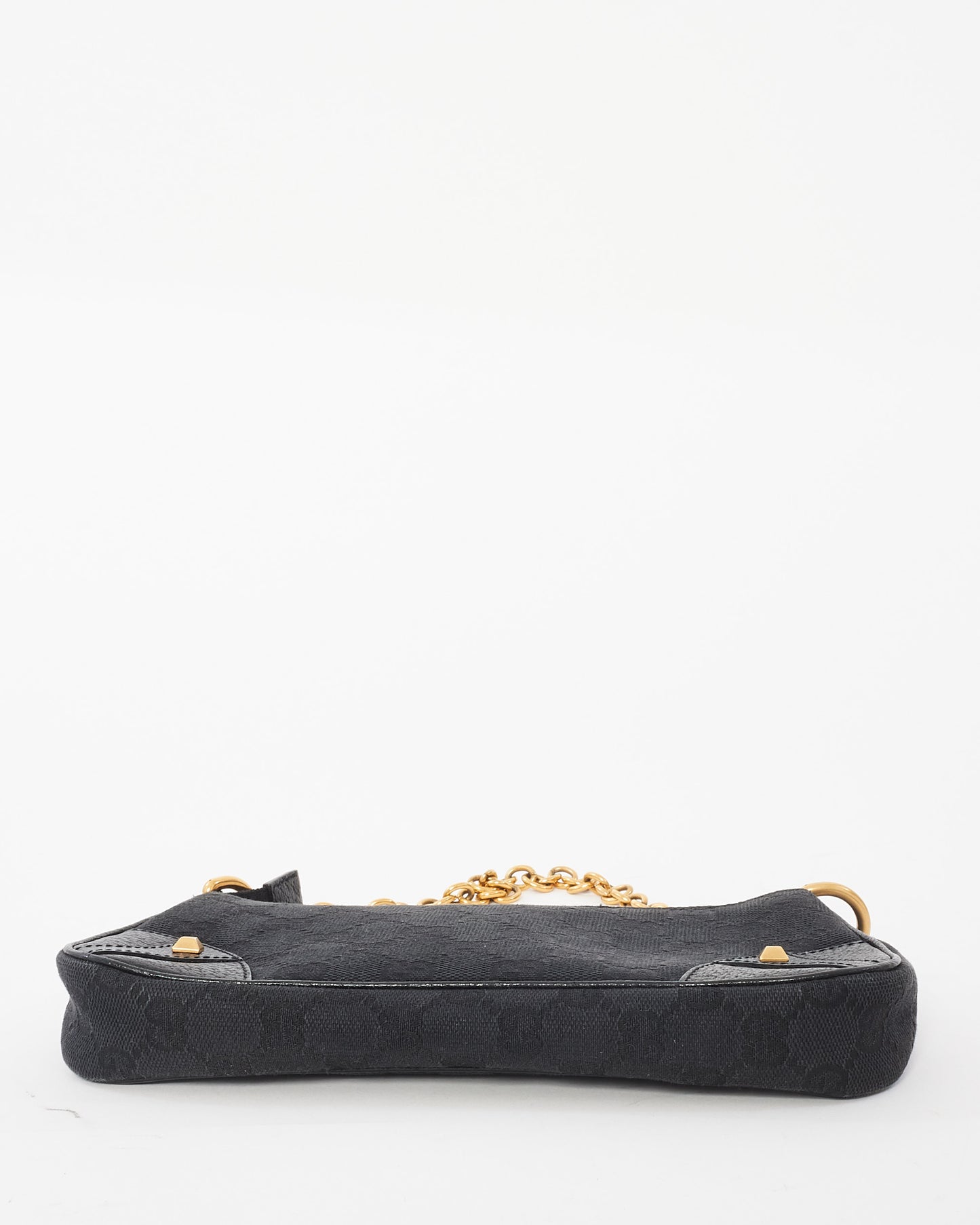 Gucci Black Canvas & Gold Chain Shoulder Bag