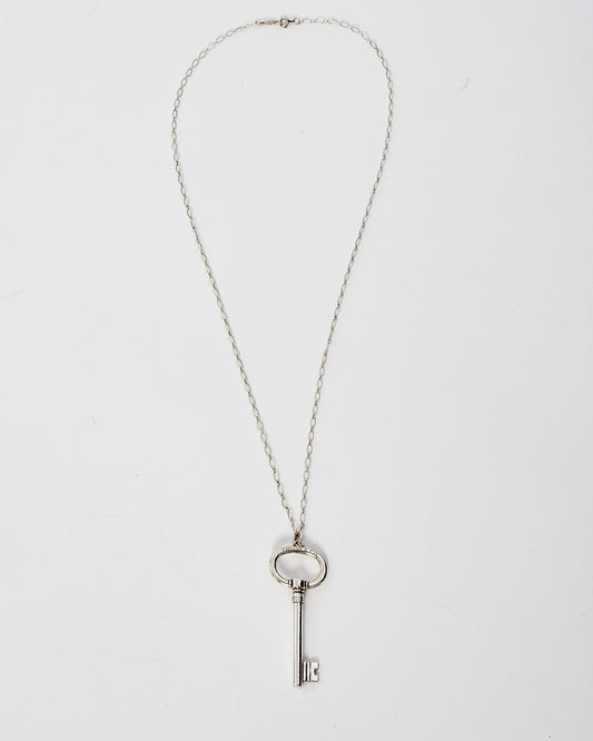 Tiffany & Co. Silver Oval Key Pendant Necklace