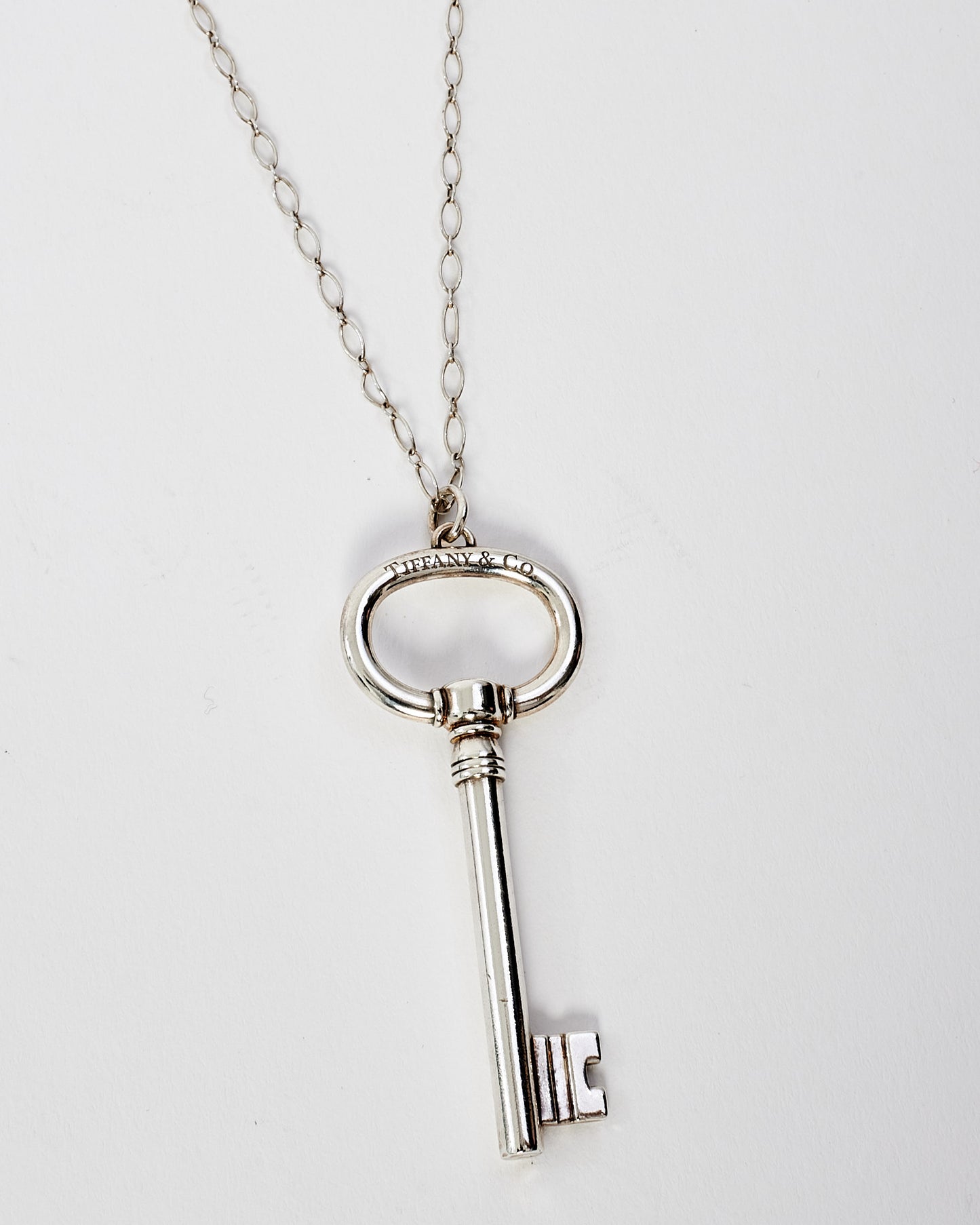 Tiffany & Co. Silver Oval Key Pendant Necklace