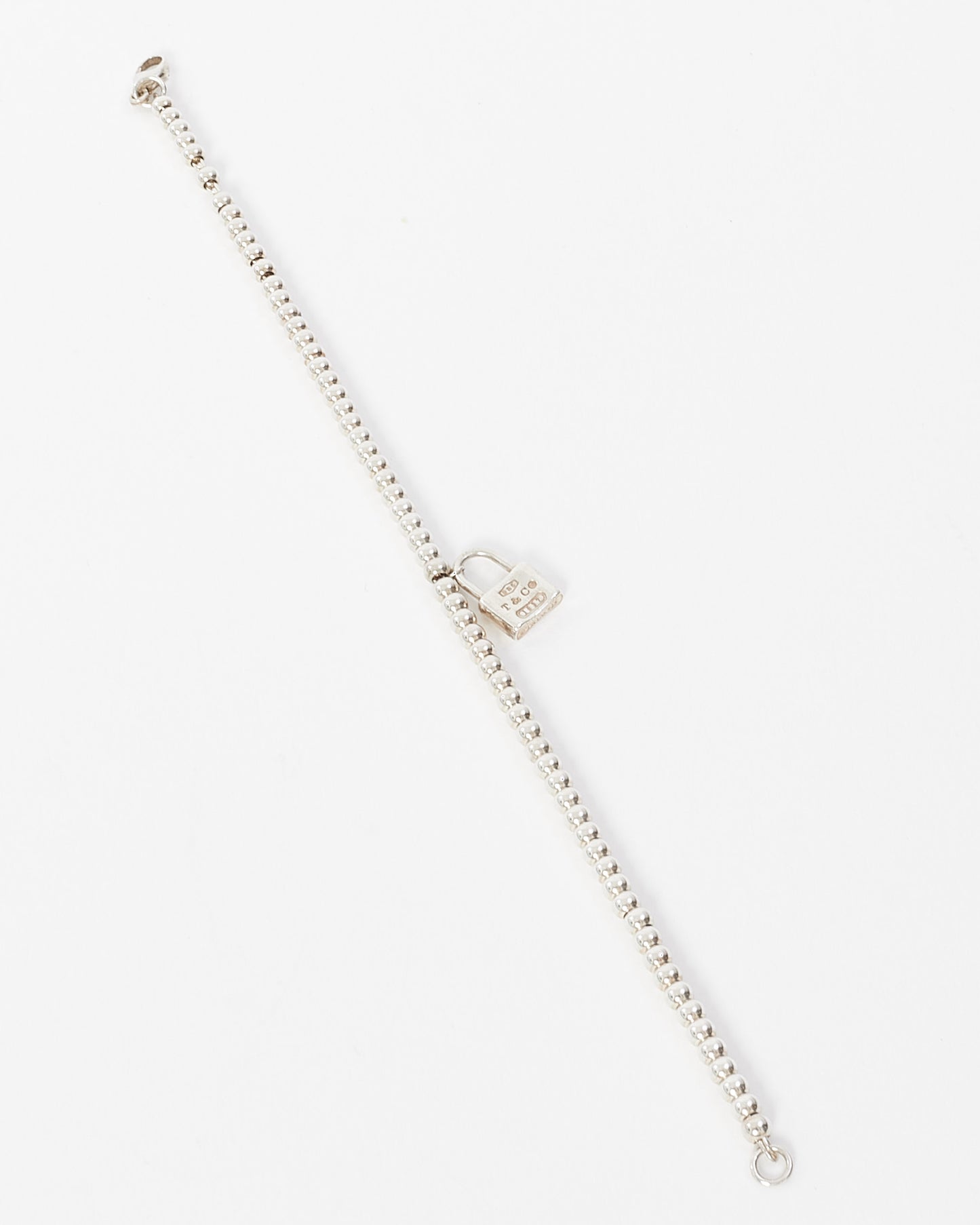 Tiffany & Co. Silver Beaded Lock Charm Bracelet