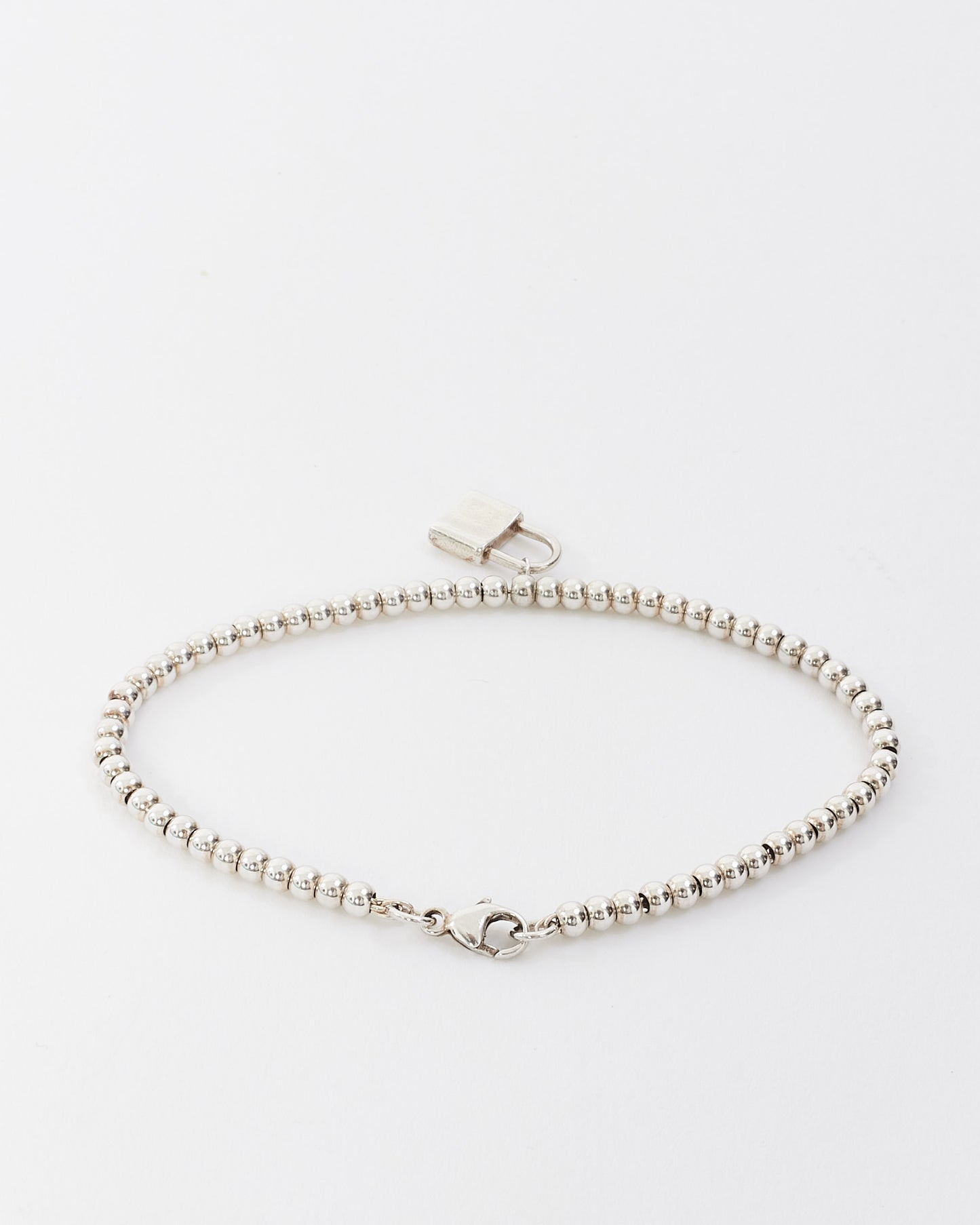 Tiffany & Co. Silver Beaded Lock Charm Bracelet