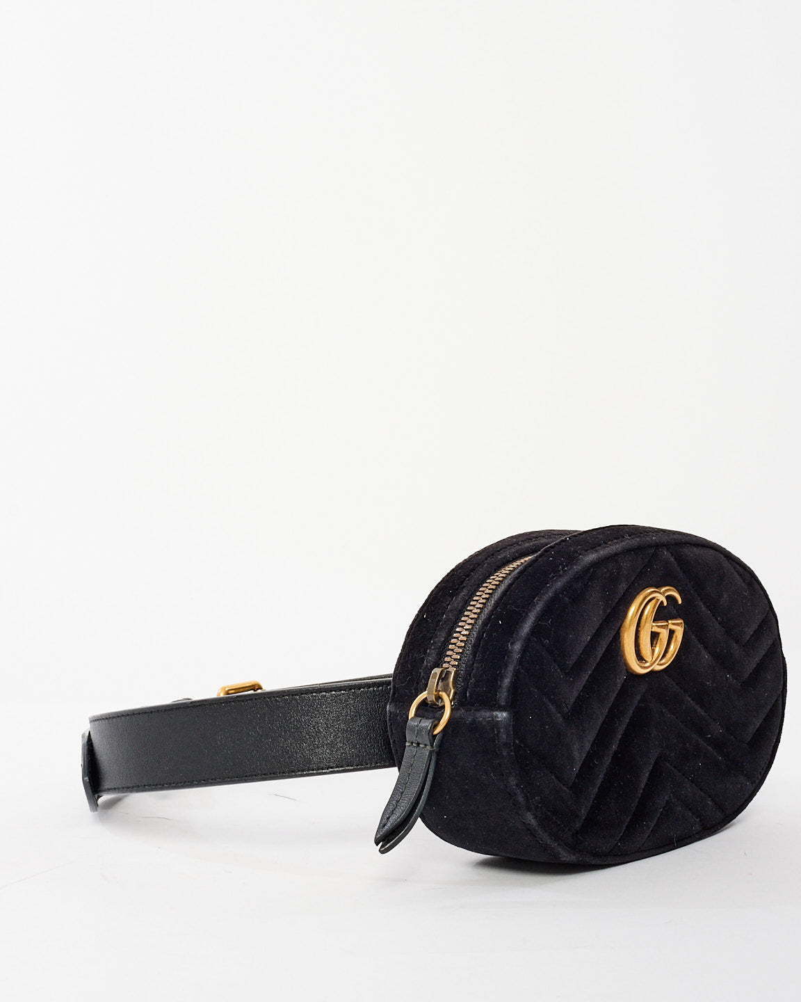 Gucci Black Velvet Marmont Belt Bag - 75/30