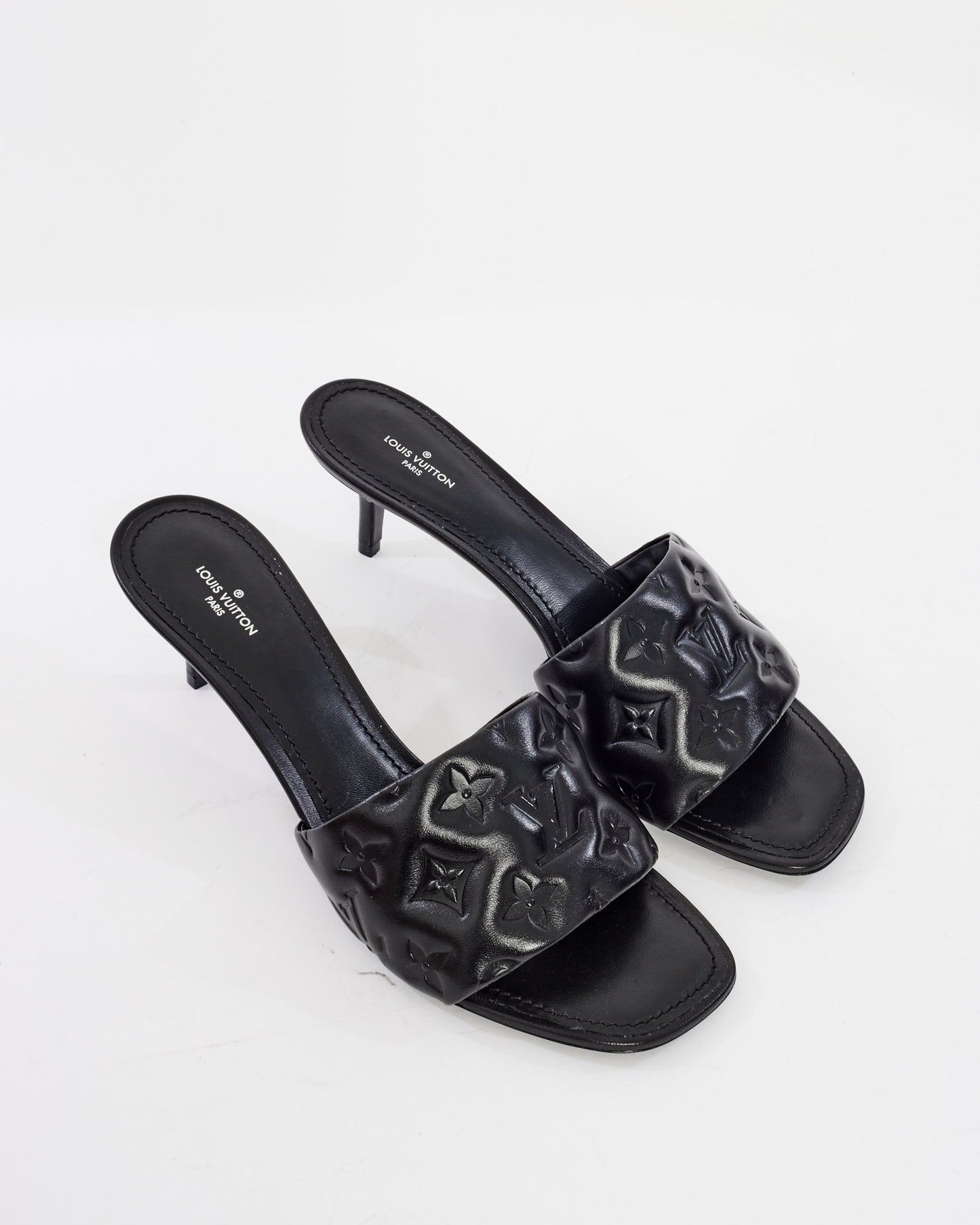 Louis Vuitton Black Empreinte Leather Revival Mule Heels - 41