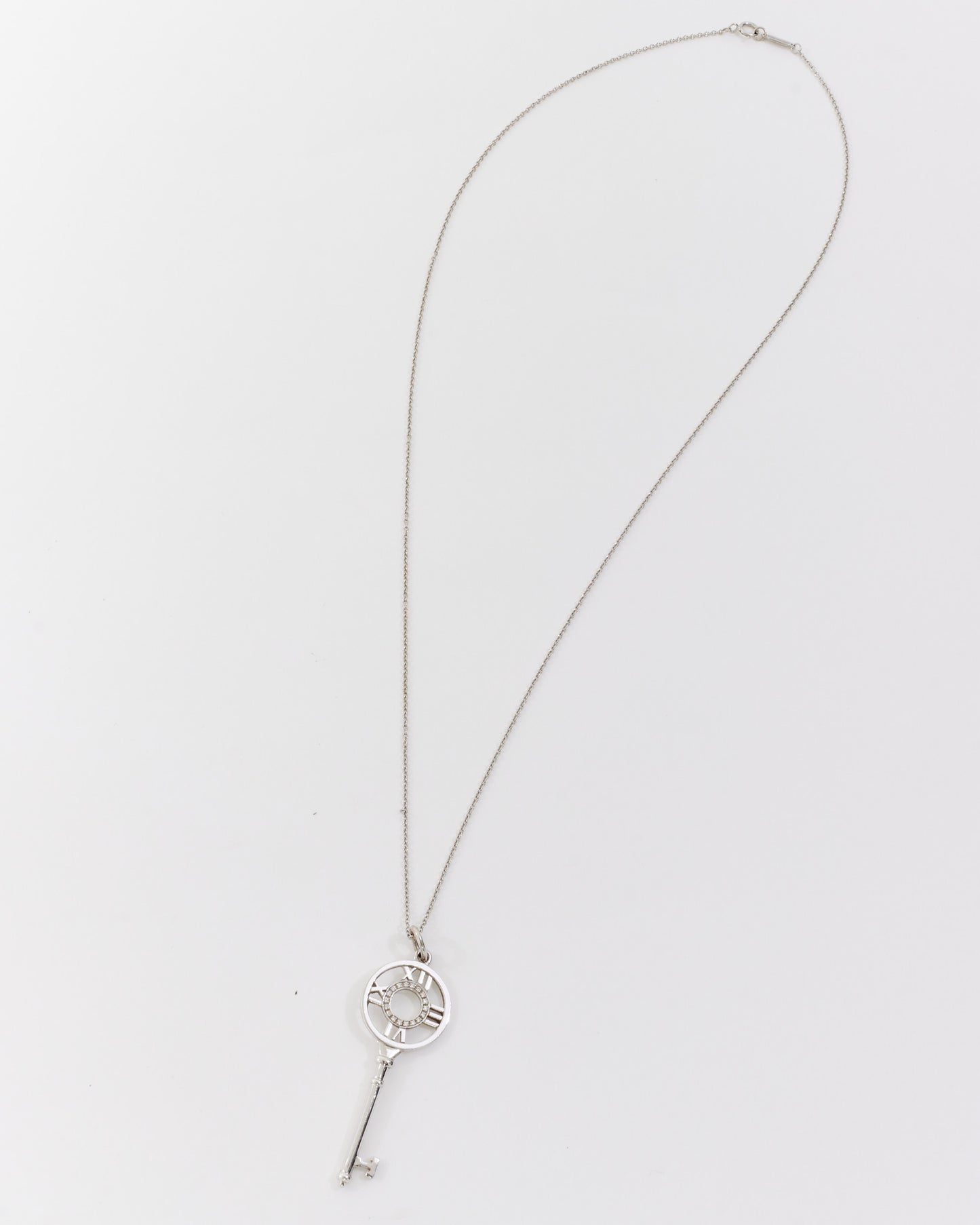 Collier pendentif clé en or blanc 18 carats Tiffany &amp; Co. Diamond Atlas