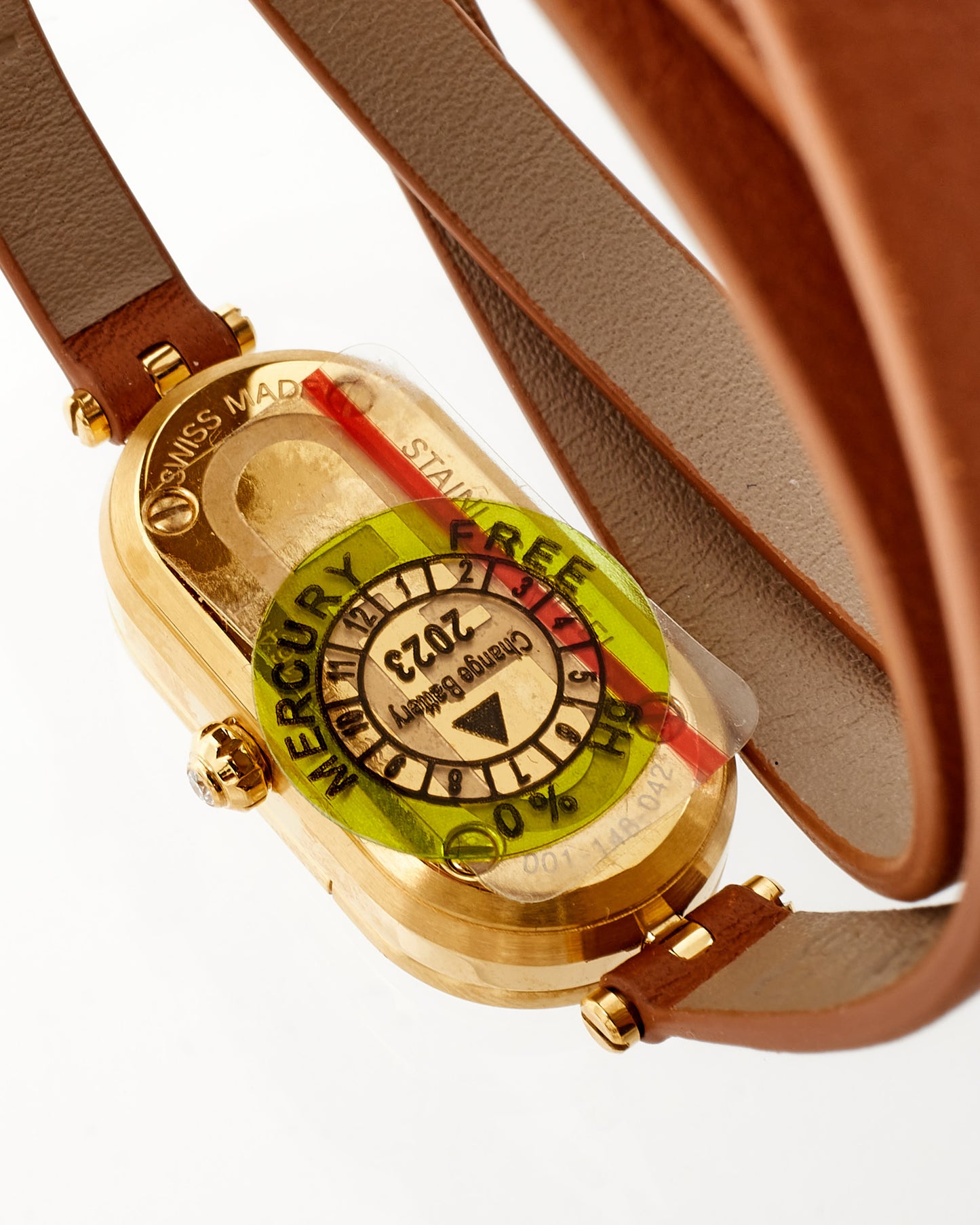 Fendi Brown Leather & Gold O'Lock Oval Double Strap Logo Watch