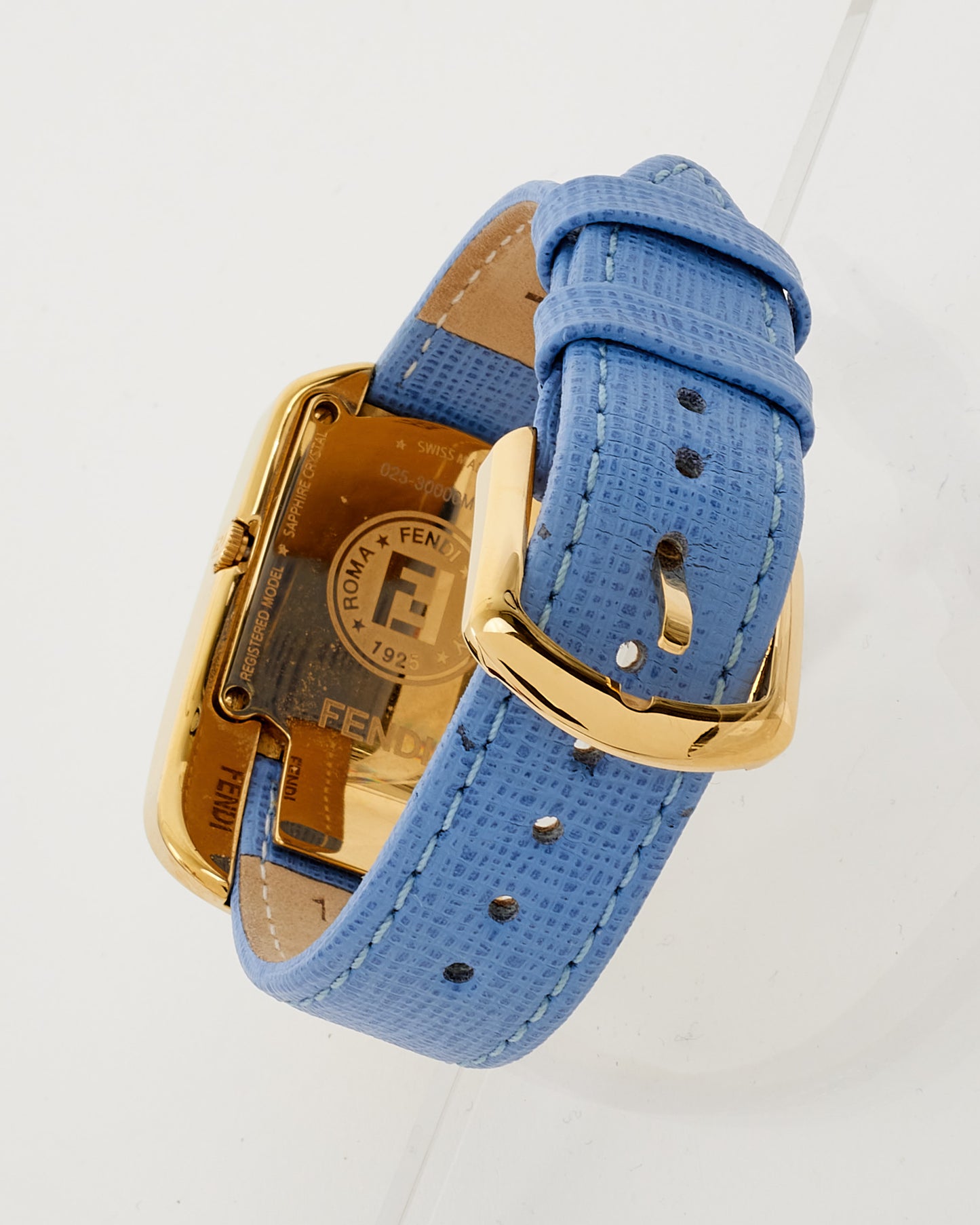 Fendi Gold/Blue Leather Chameleon Gold-Tone Quartz Watch