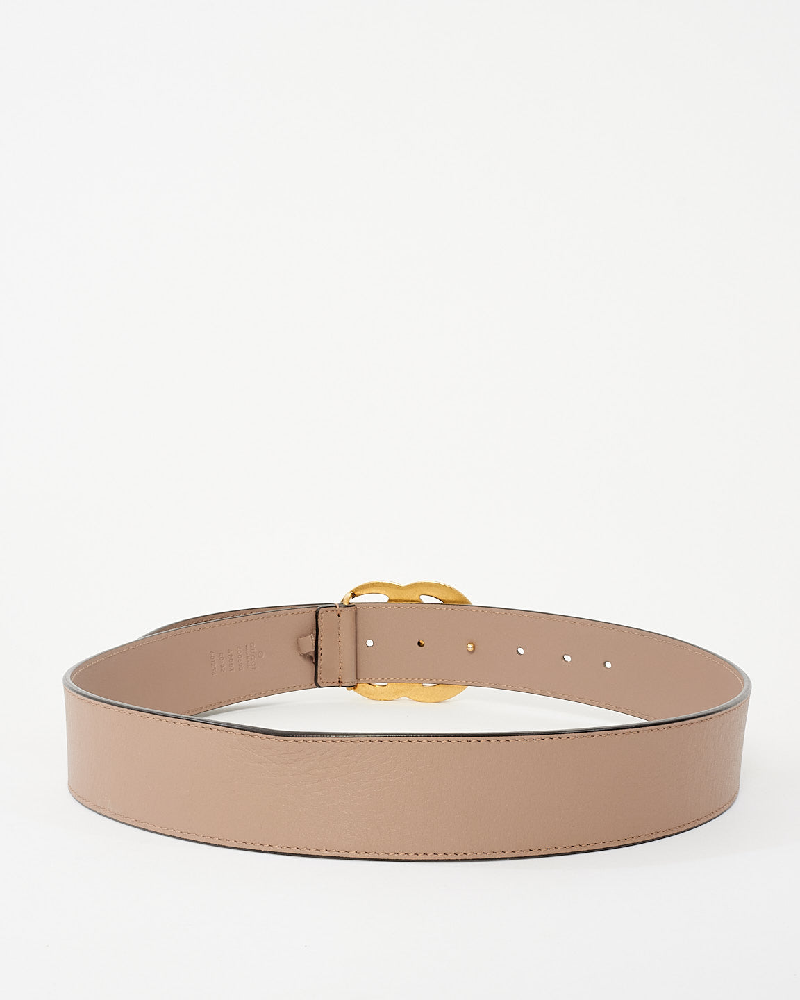 Gucci Beige Smooth Leather Brushed Gold Double GG Marmont Belt - 80/32