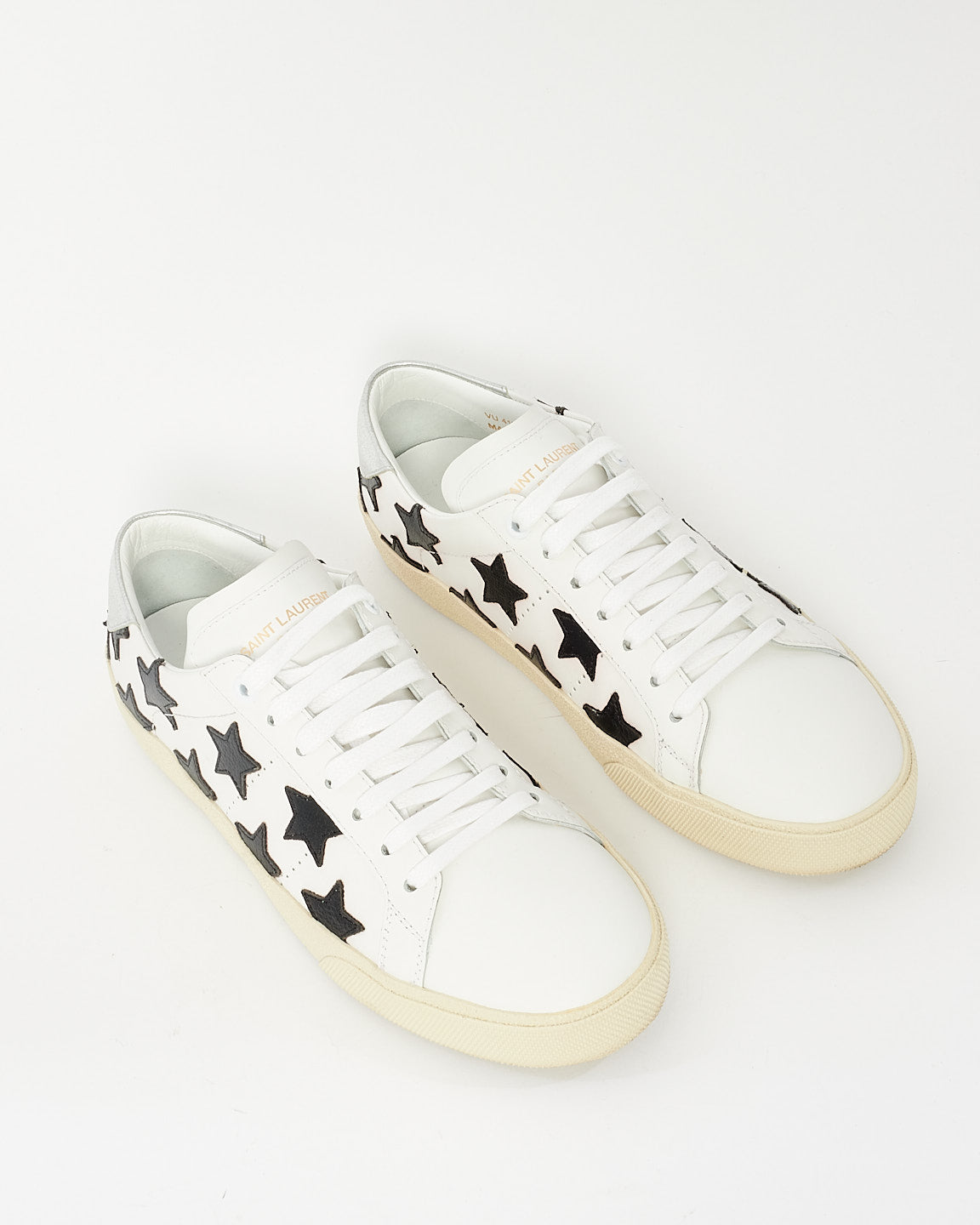 Saint Laurent White & Black Star Leather Sneakers - 38