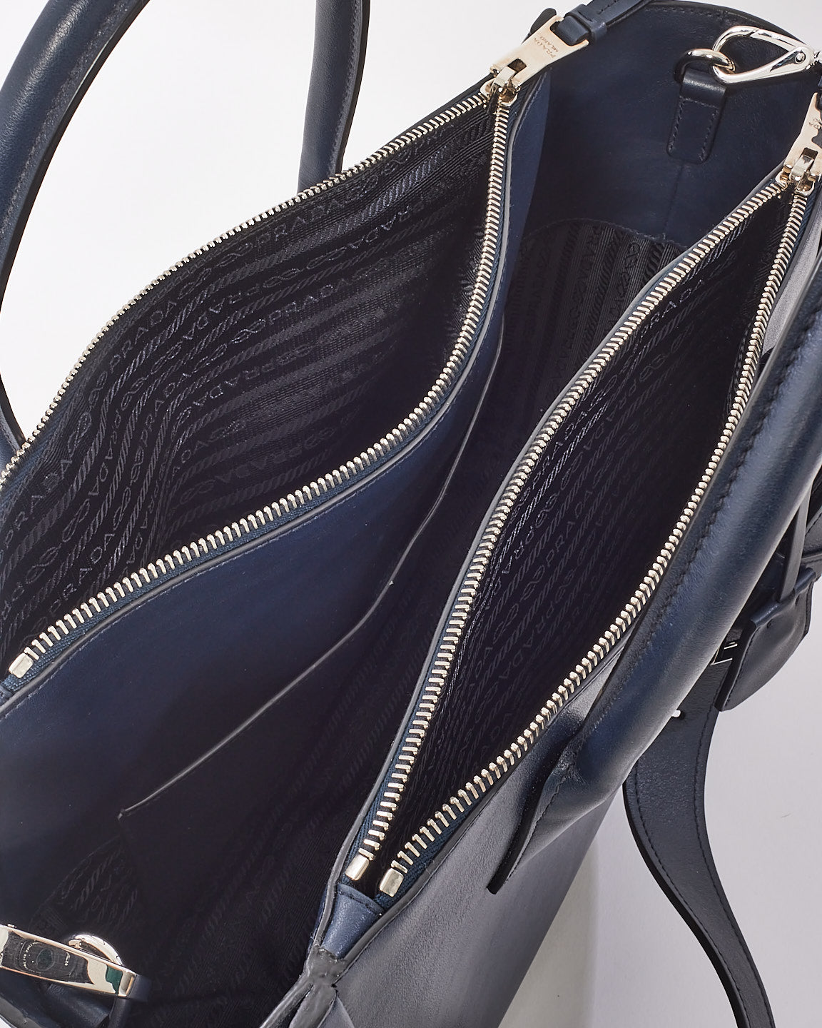 Prada Navy Blue Leather Medium Grace Concept Tote