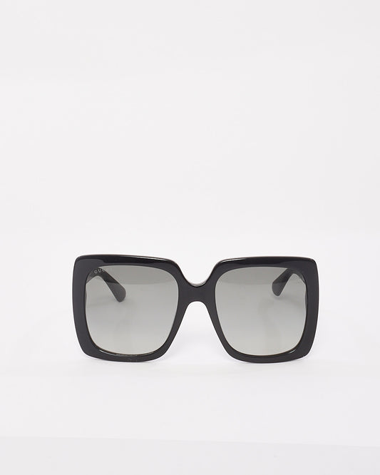 Lunettes de soleil à monture carrée surdimensionnées en strass noir Gucci