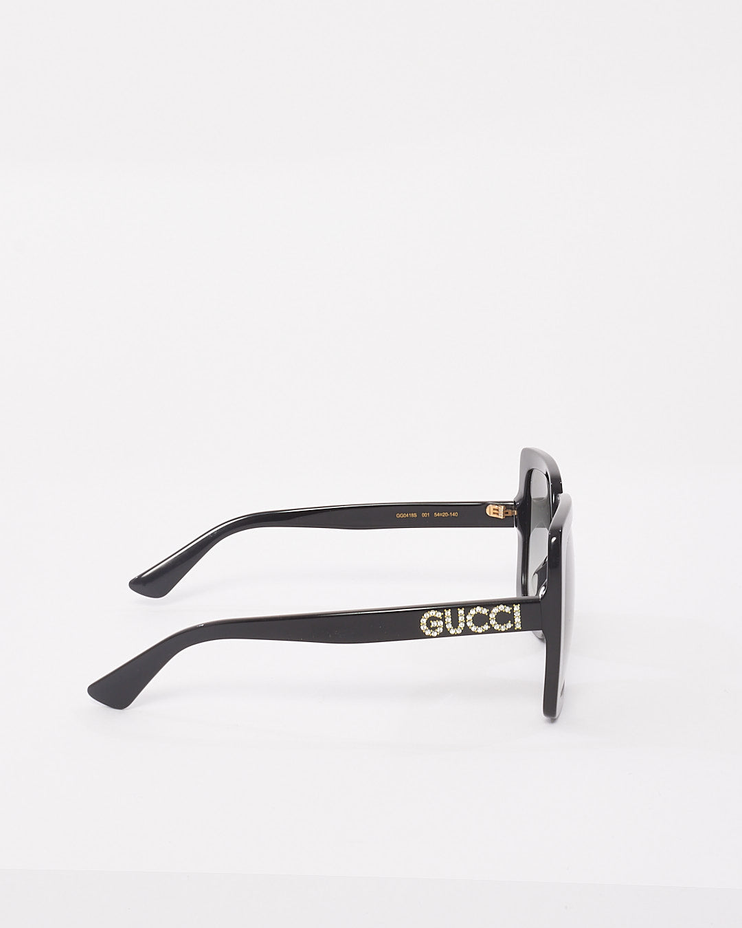 Lunettes de soleil à monture carrée surdimensionnées en strass noir Gucci