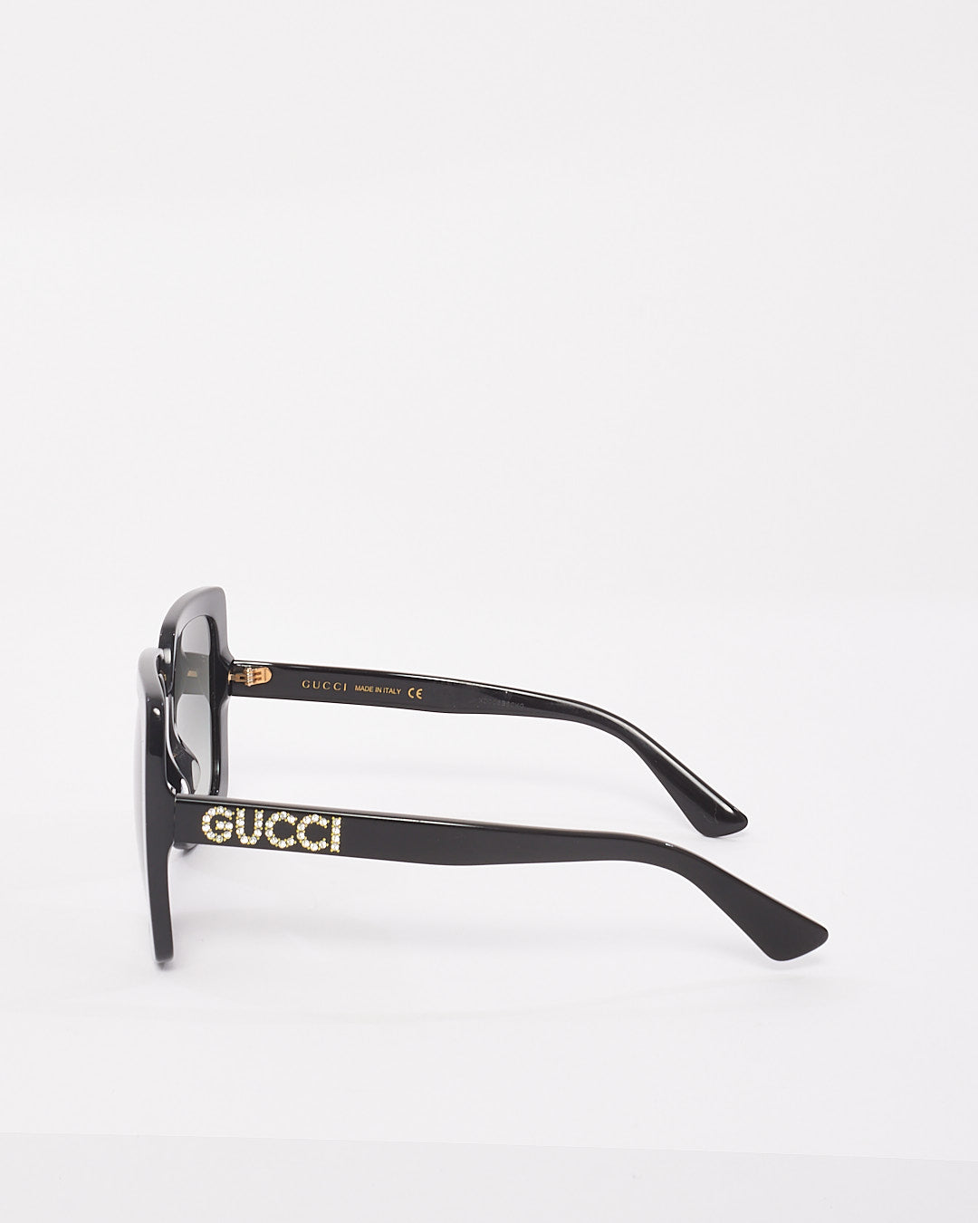Lunettes de soleil à monture carrée surdimensionnées en strass noir Gucci