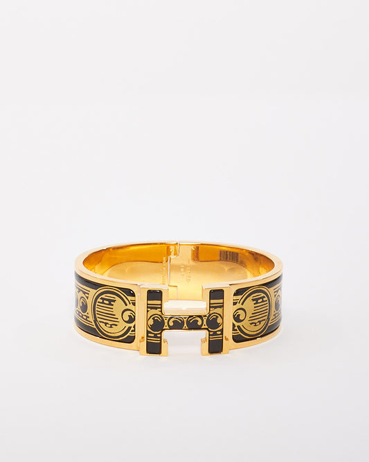 Hermès Black & Gold "Bijoux Trompe L'Oeil" Clic Clac Bracelet - GM