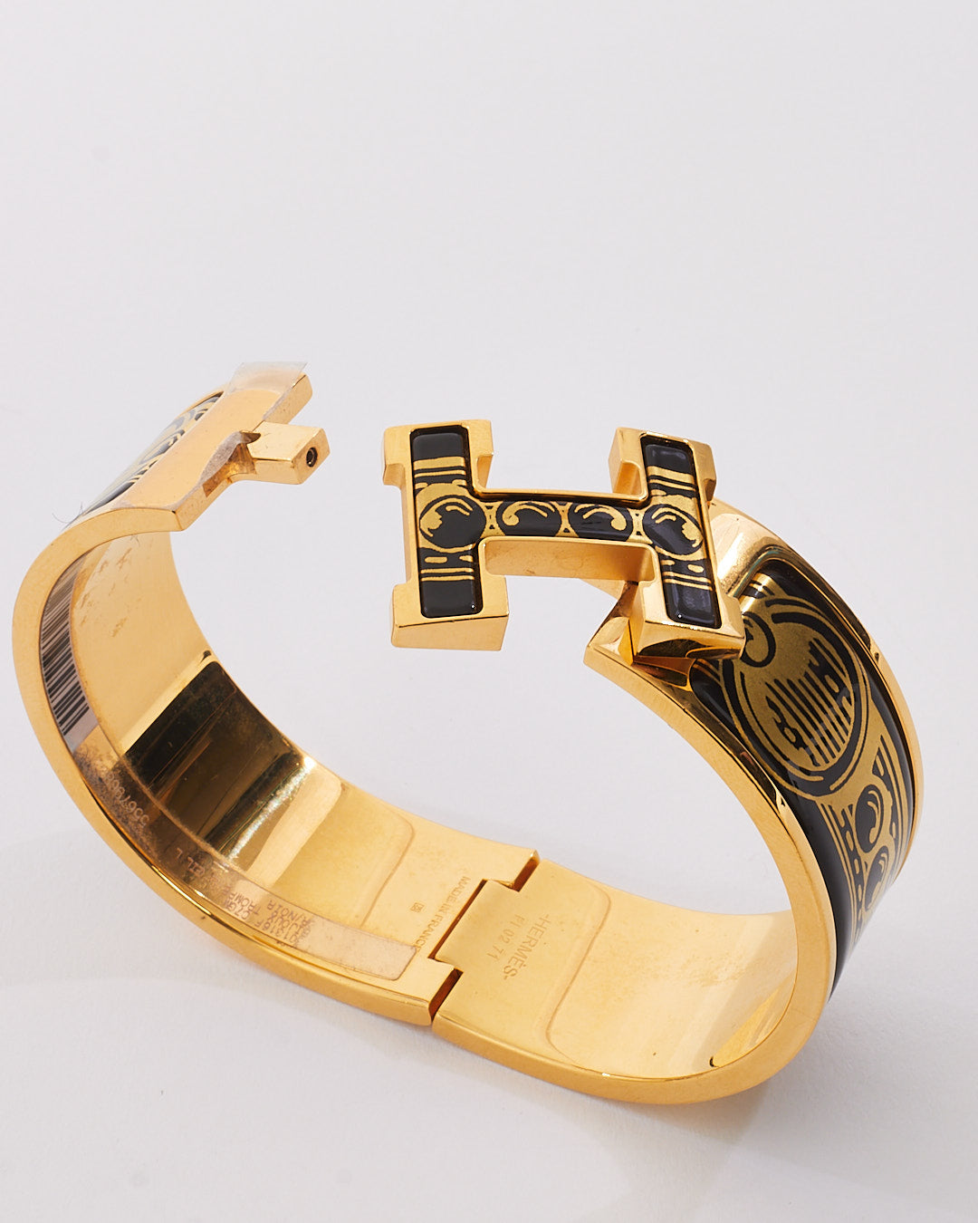 Hermès Black & Gold "Bijoux Trompe L'Oeil" Clic Clac Bracelet - GM