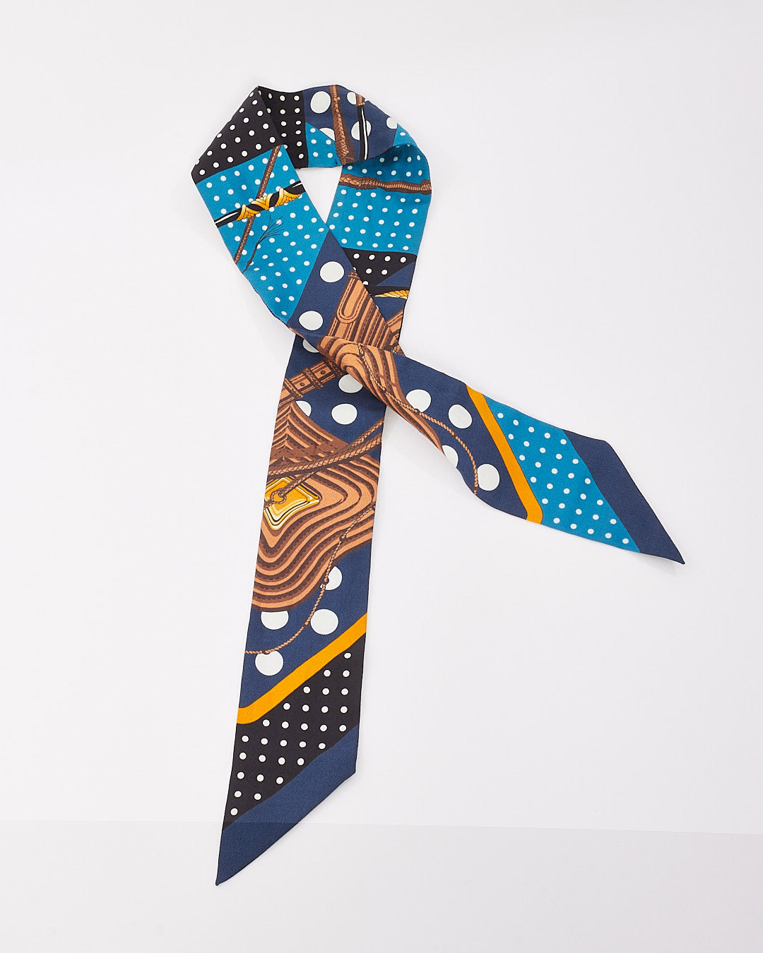 Hermès Navy Blue & Black Multi Dot Twilly