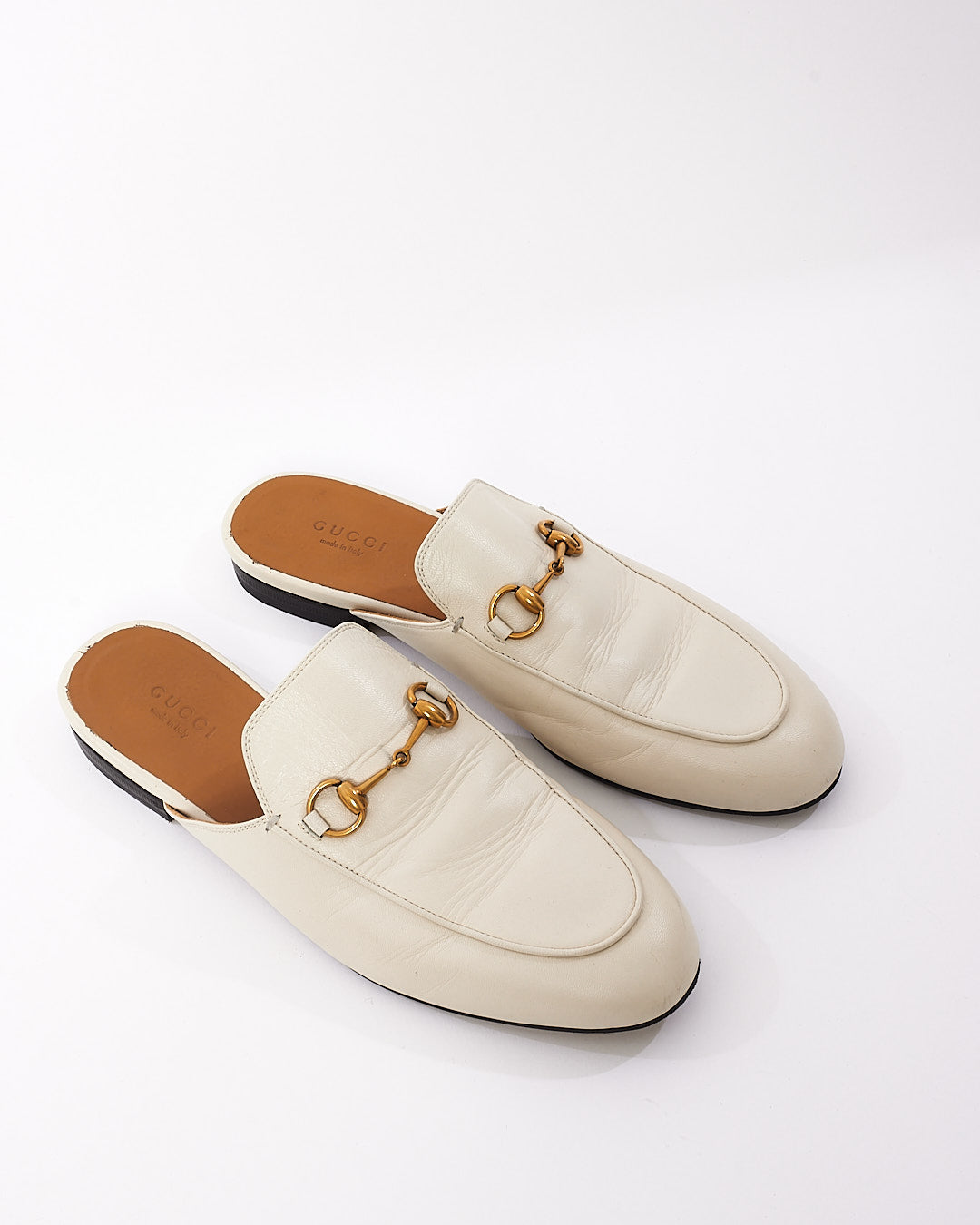 Gucci Cream Leather Princetown Loafer Slip On Flats - 38
