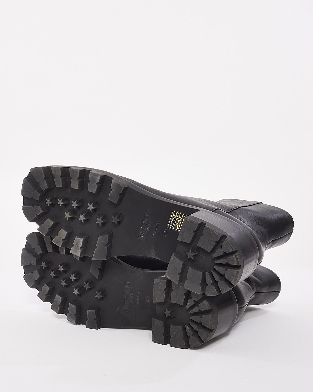 Jimmy Choo Bottes en cuir noir avec bordure en strass - 39