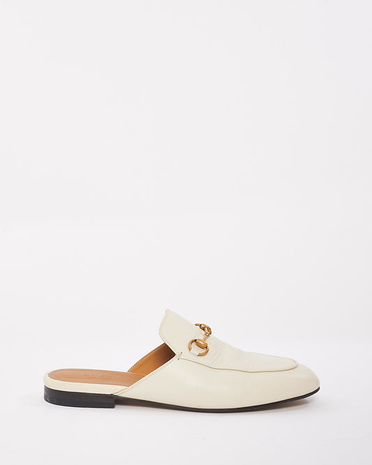 Gucci Cream Leather Princetown Loafer Slip On Flats - 38