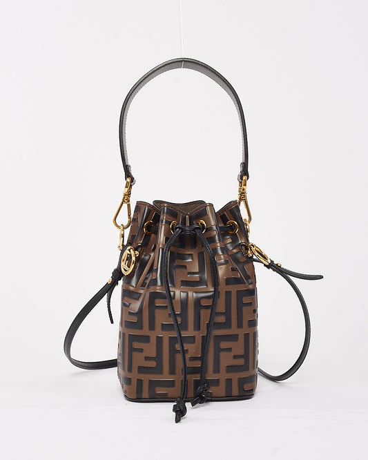 Fendi Brown Monogram Leather Mini Mon Tresor Bucket Bag