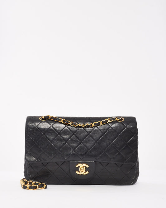 Chanel Vintage Black Lambskin Leather Classic Medium Double Flap Bag with GHW