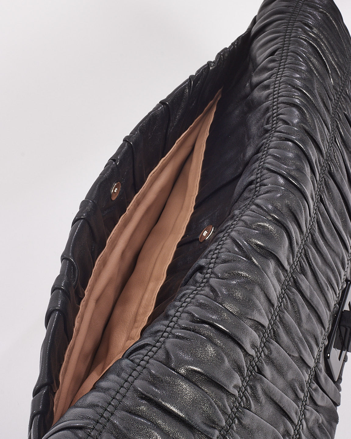 Prada Black Nappa Gaufre Leather Large Flap Clutch