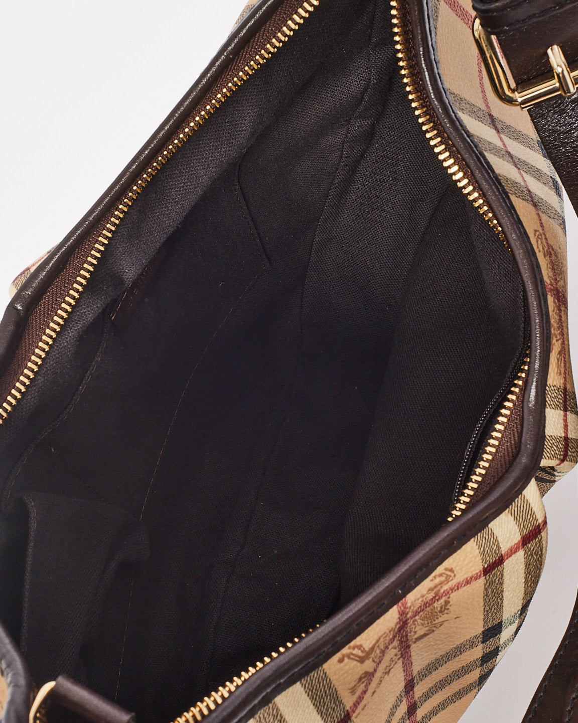 Burberry Haymarket Check Leather Hobo Shoulder Bag
