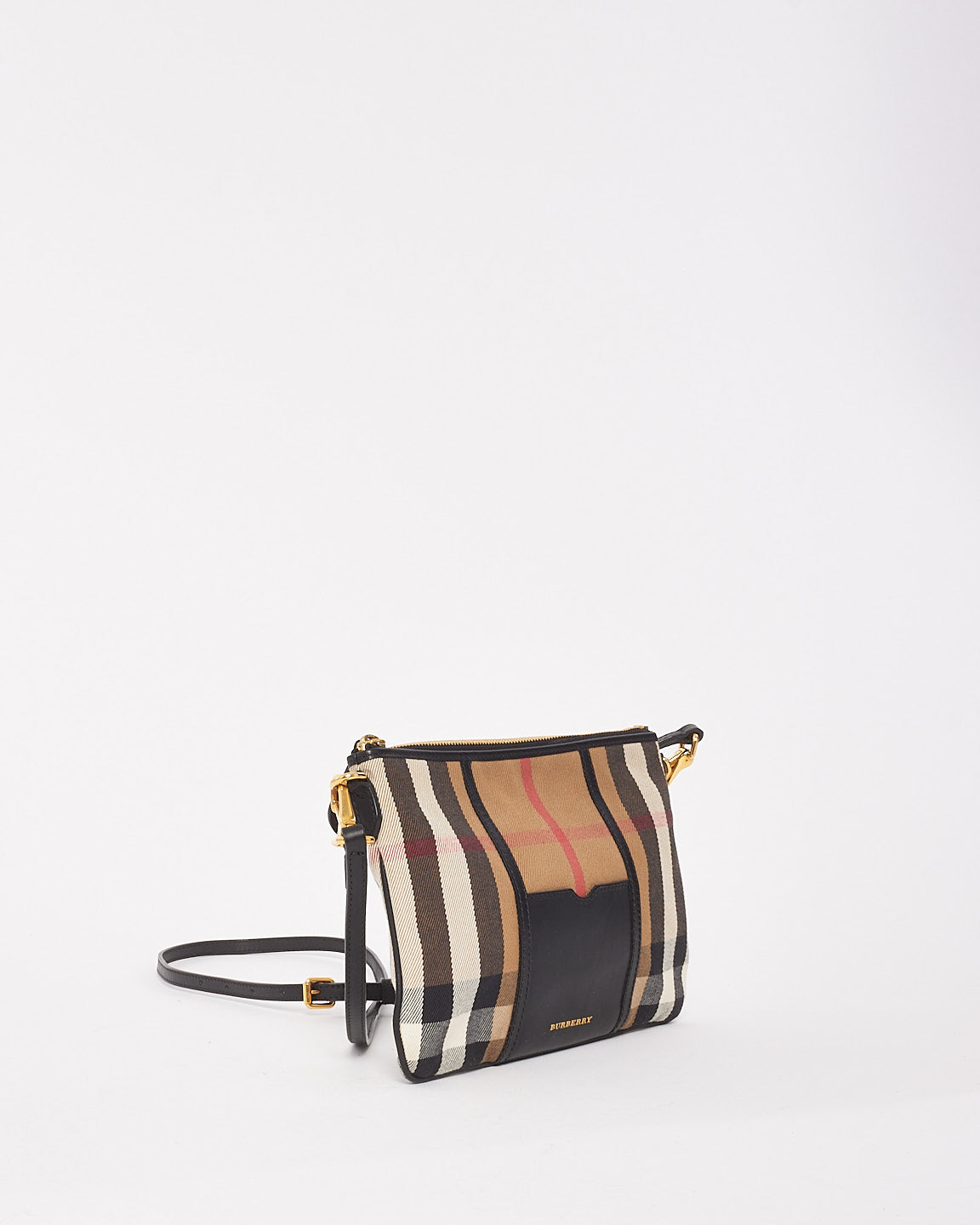 Burberry Classic Plaid Canvas Peyton Crossbody Bag