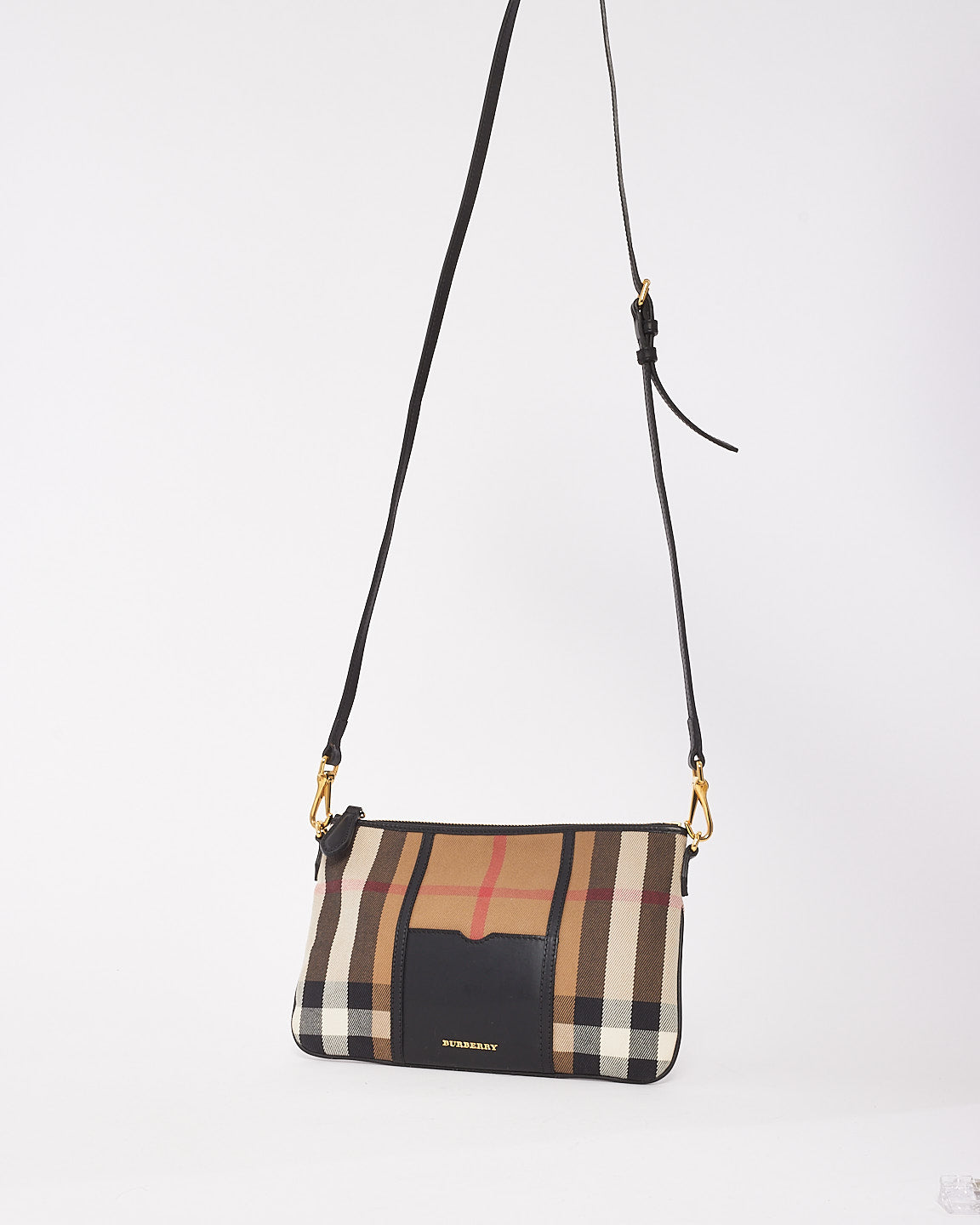 Burberry Classic Plaid Canvas Peyton Crossbody Bag