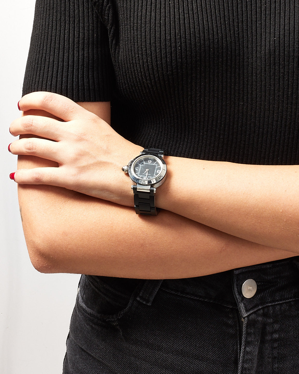 Wrist Seatimer Buy Cartier Black Stainless Steel Pasha Women