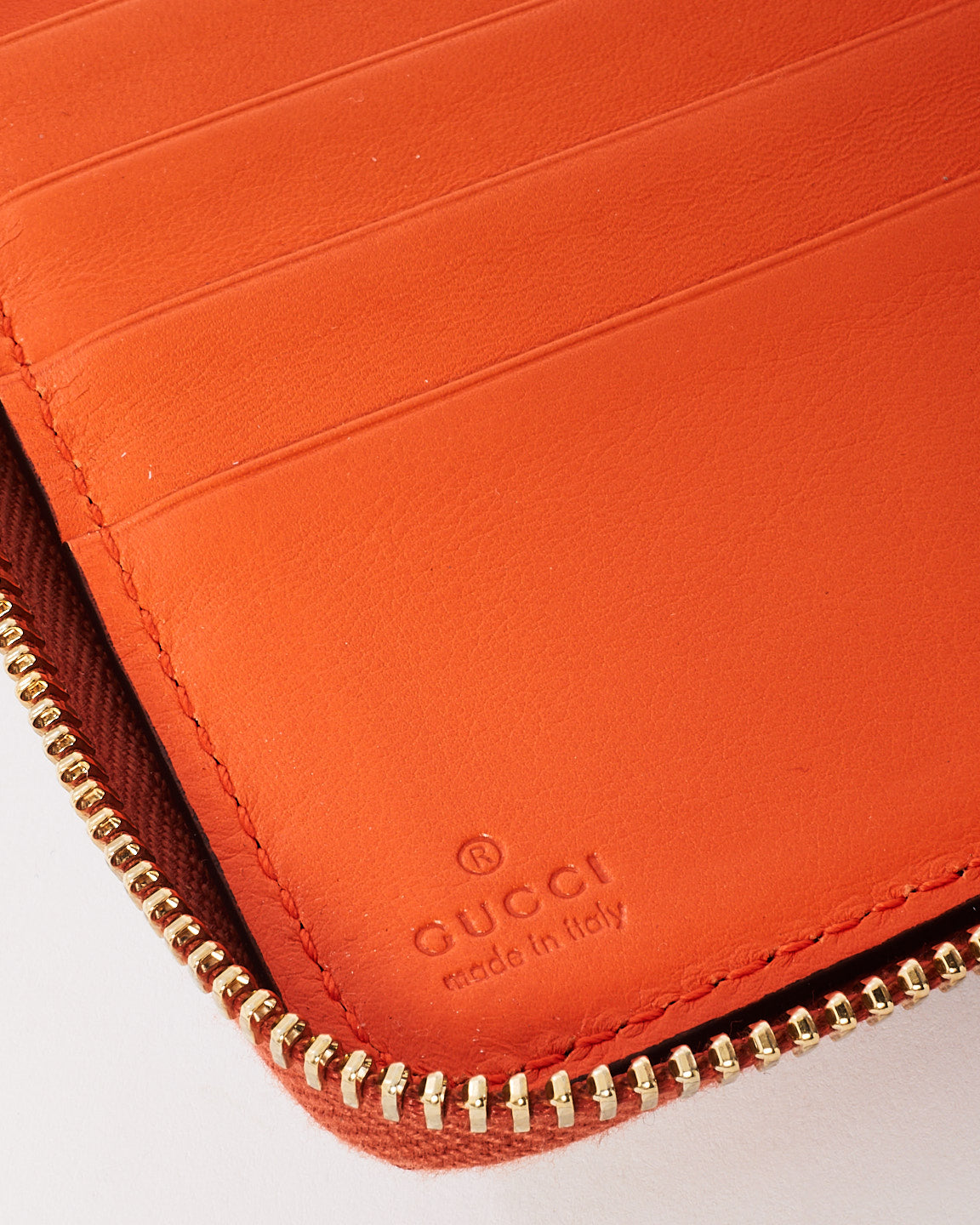 Gucci Orange/ Red Brown Python Long Zip Wallet
