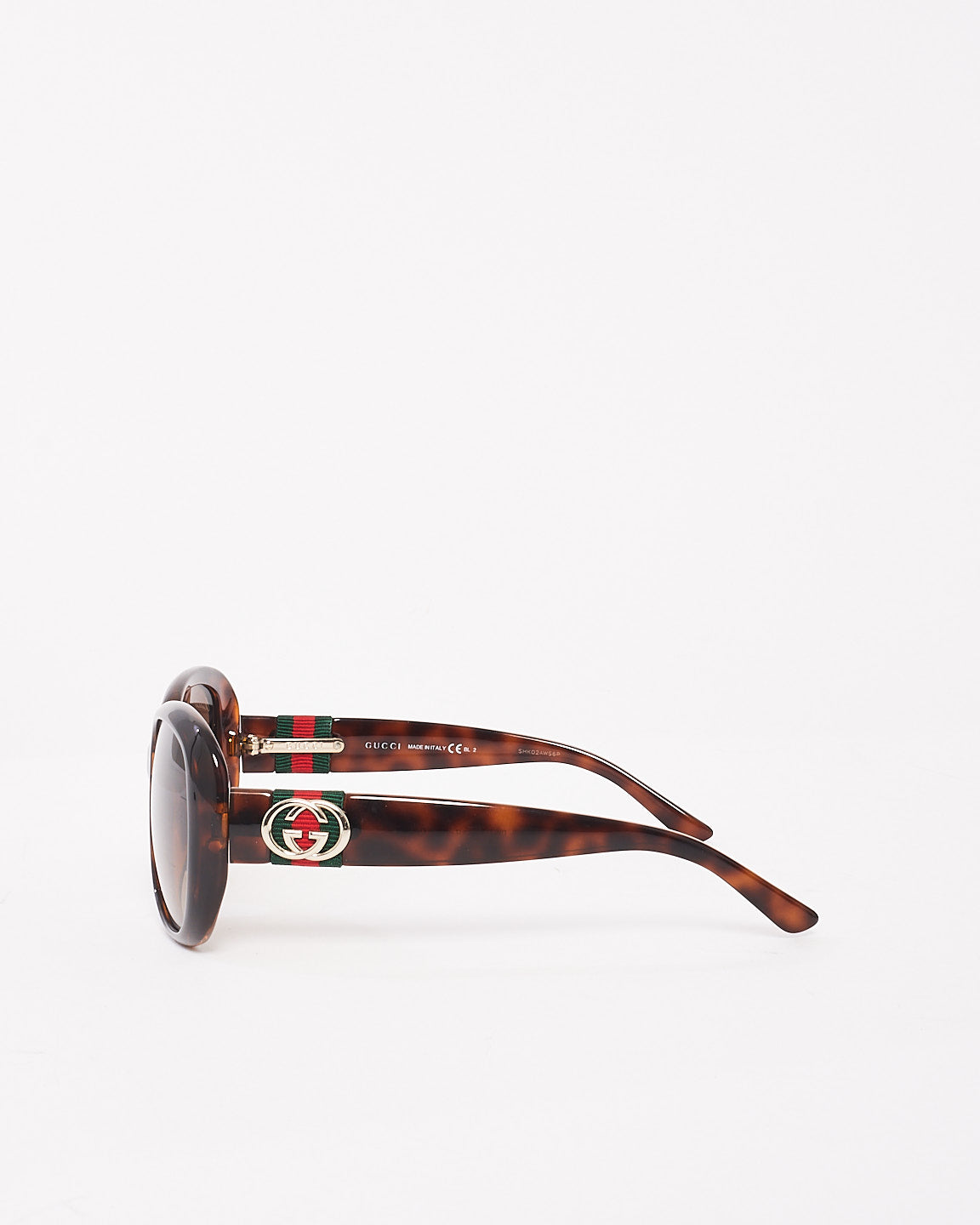 Gucci Brown Tortoise Green Red Logo Oversize Sunglasses GG3644/S