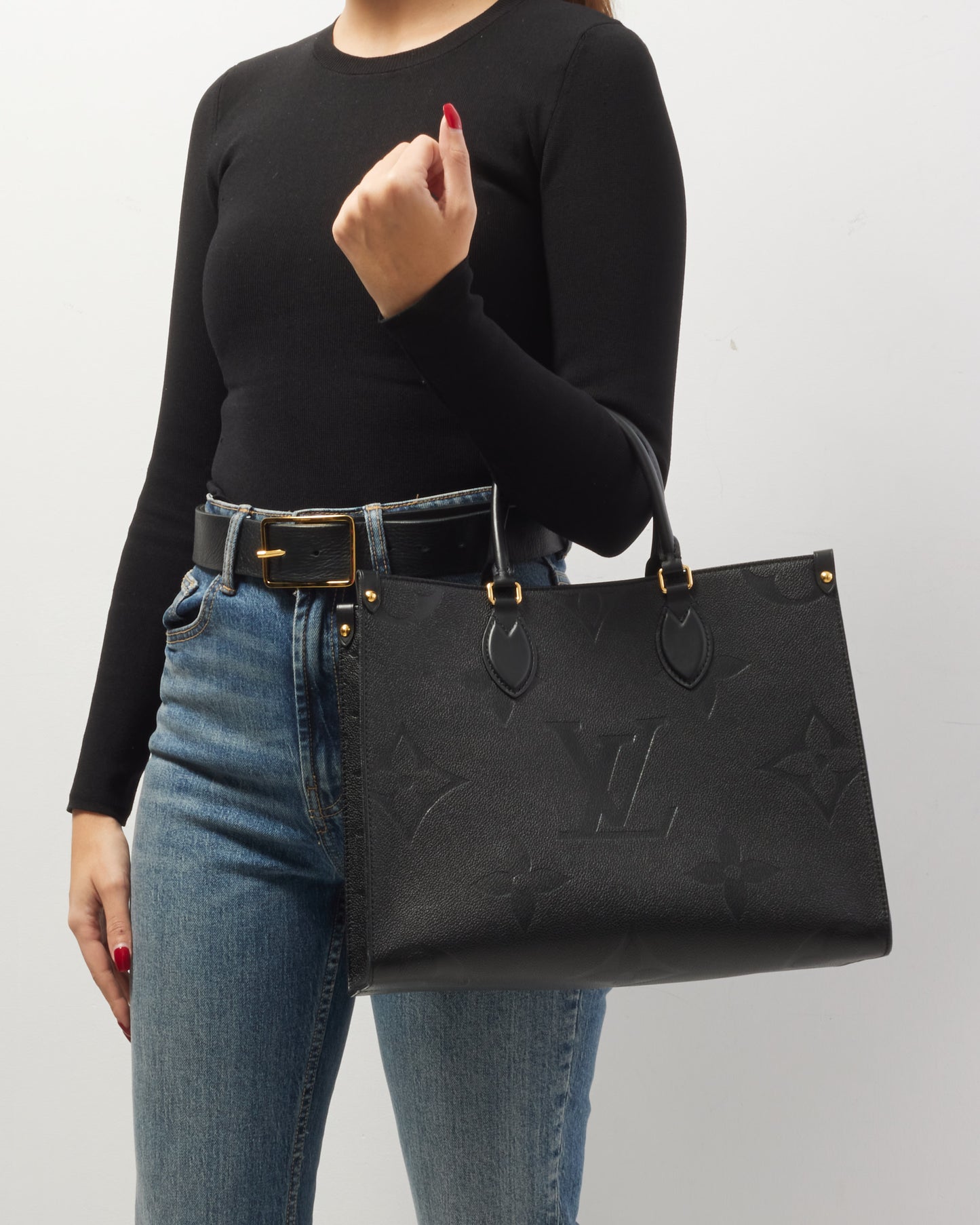 Louis Vuitton Black Empreinte Leather MM On The Go Bag