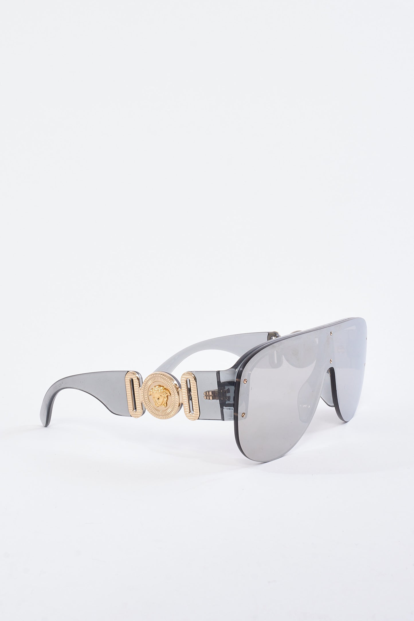 Versace Grey/Mirror Medusa Aviator Shield Sunglasses