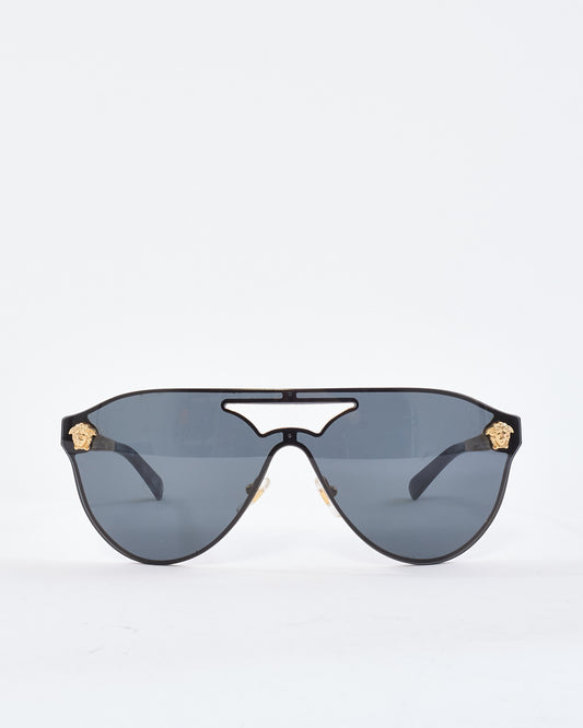 Versace Black & Gold Medusa Head Aviator MOD2161 Sunglasses