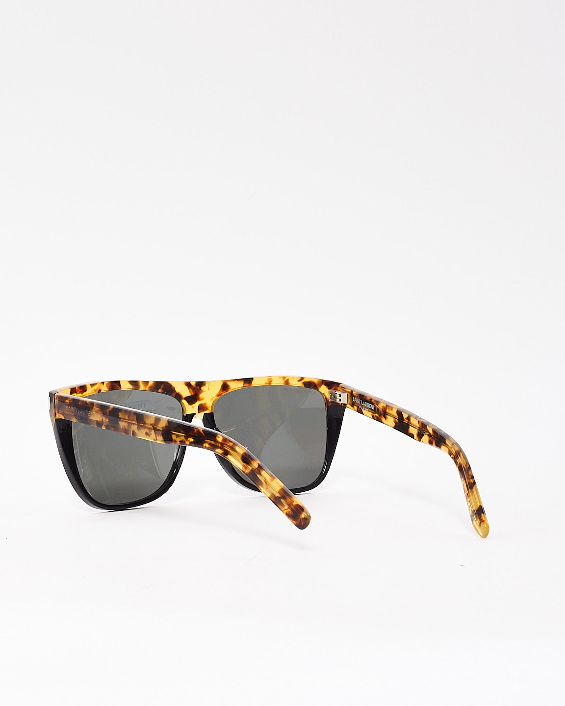 Saint Laurent Black & Tortoise Flat Top SL1 Sunglasses